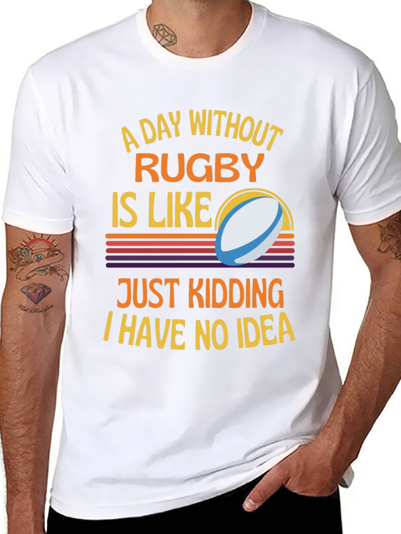 Black Rugby Humor T-Shirt: A Day Without Rugby view 8