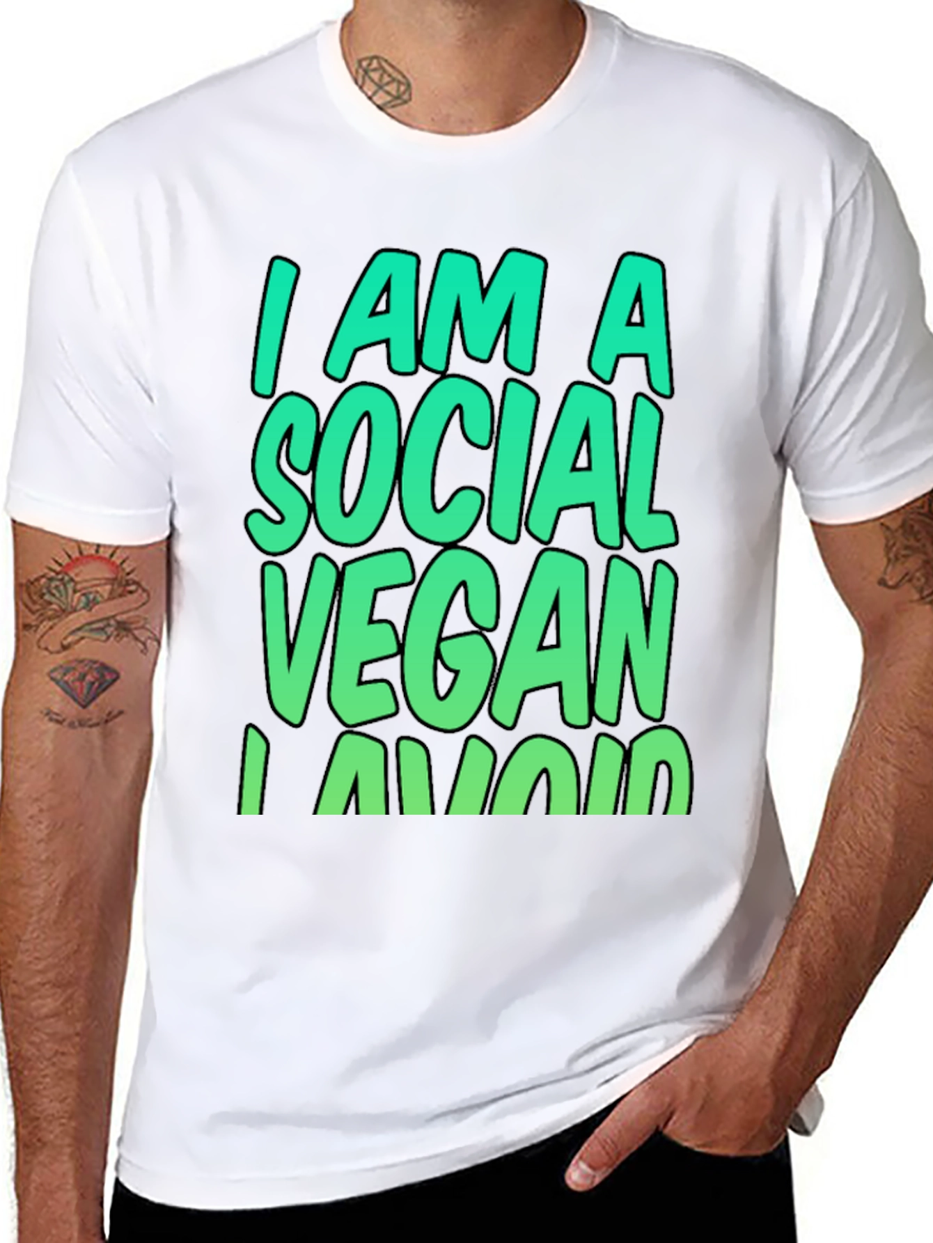 Social Vegan T-Shirt - Humorous Vegetarian Tee - 8
