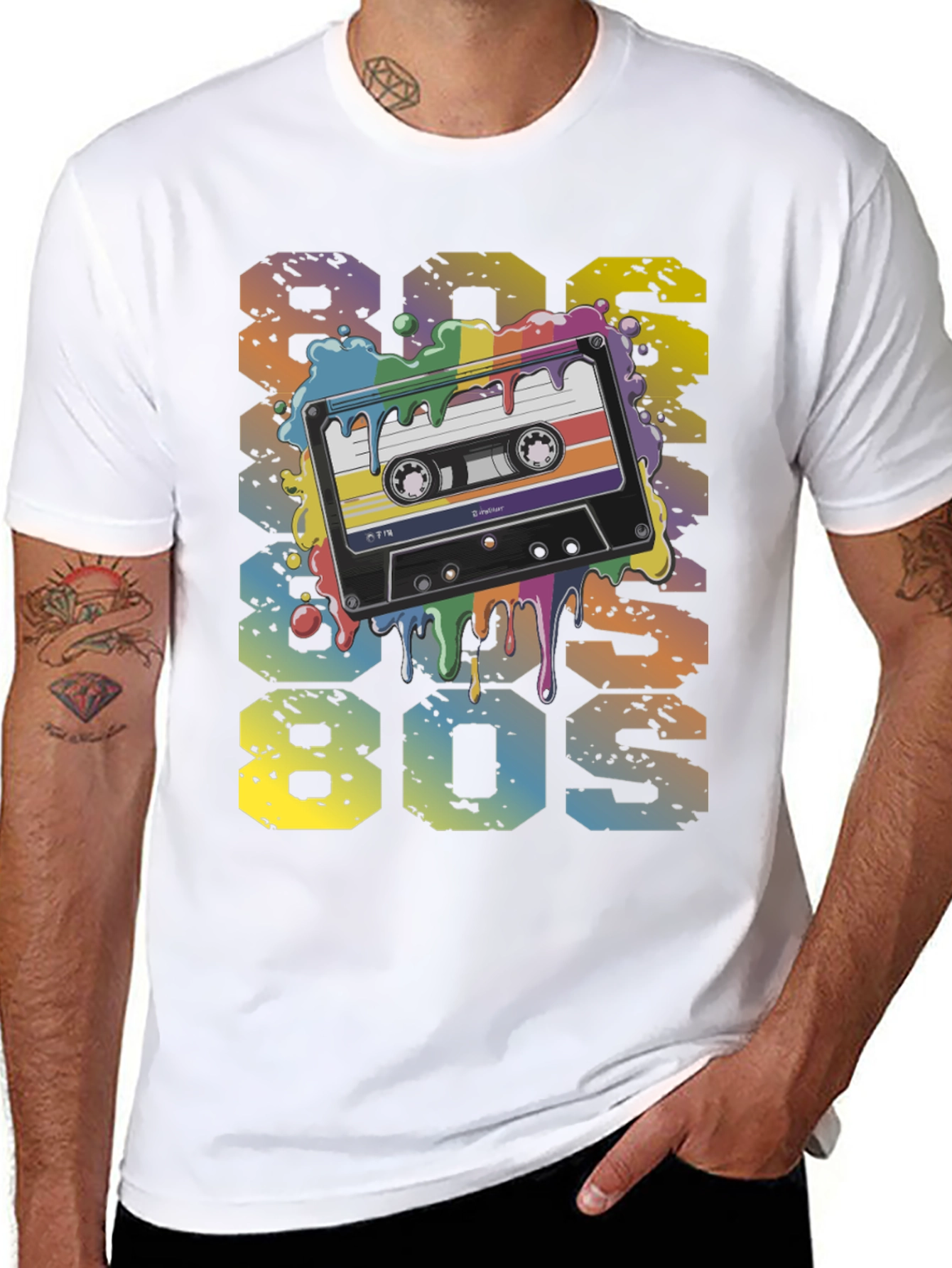 Black Retro 80s Cassette Tape Graphic T-Shirt view 8