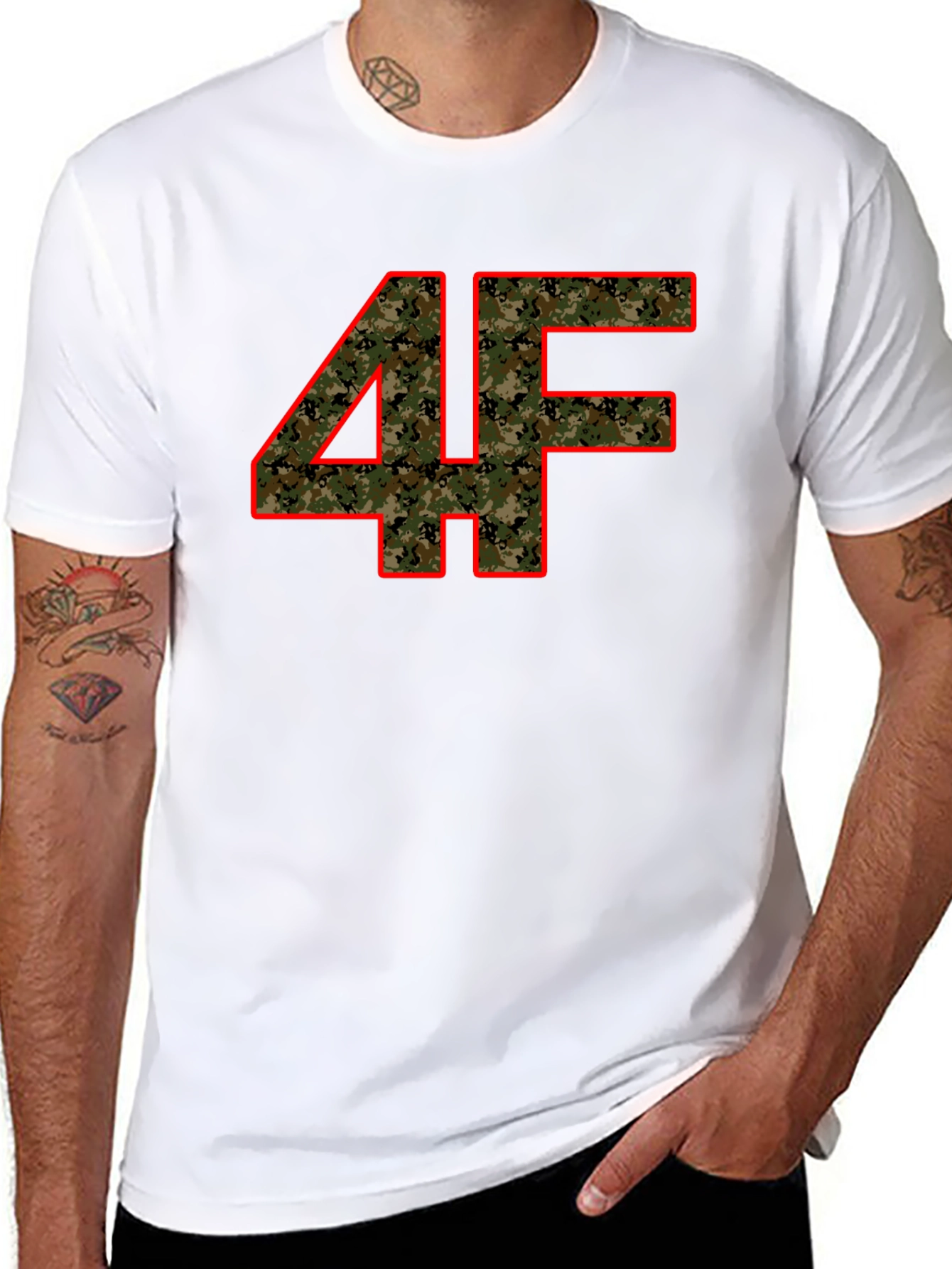 Black Camo 4F Graphic Print Black T-Shirt view 8