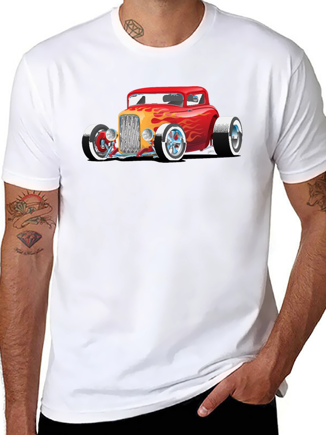 Black Hot Rod Car Graphic Tee - Classic Automotive Style view 8