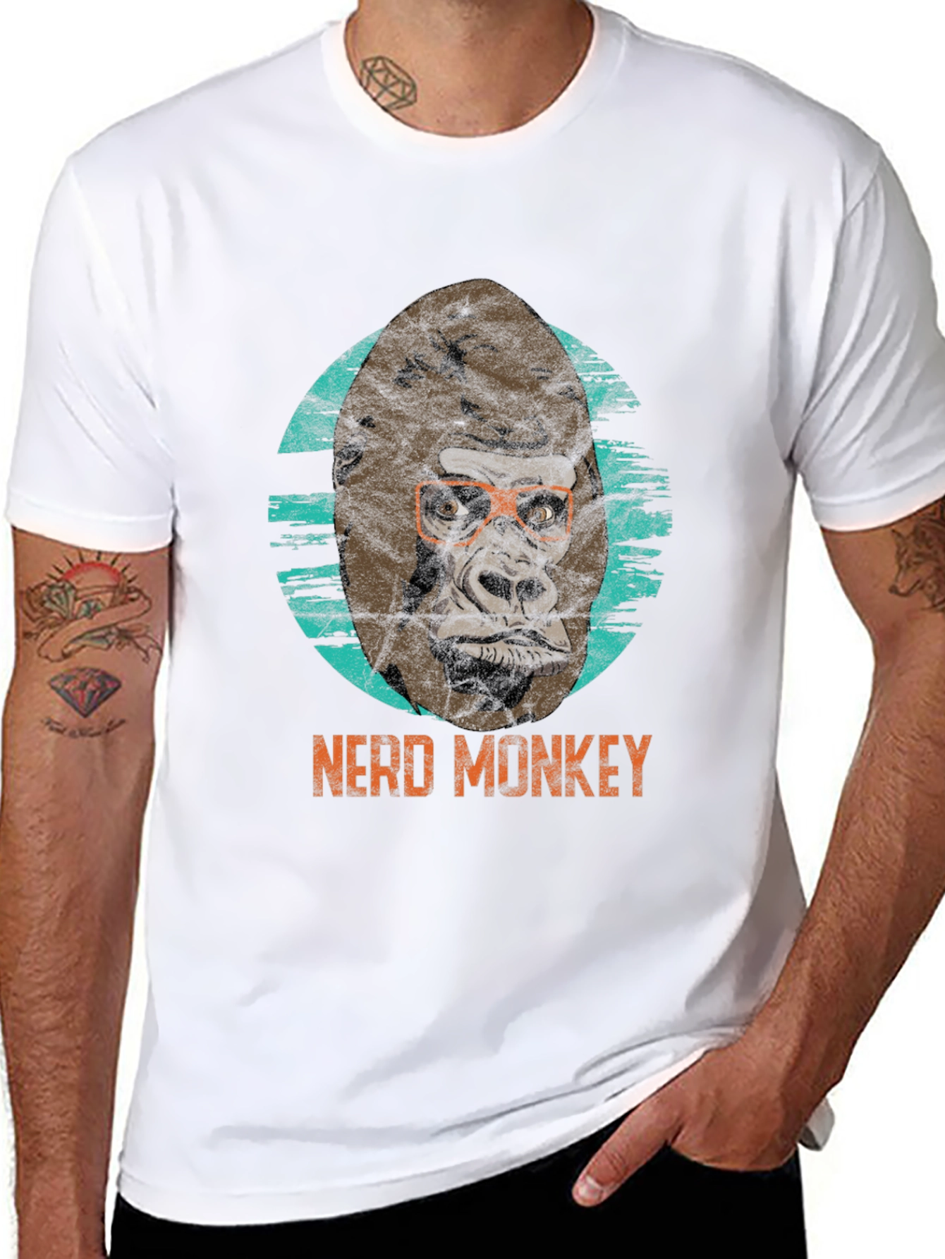 Black Nerd Monkey Graphic Tee - Black T-Shirt view 8