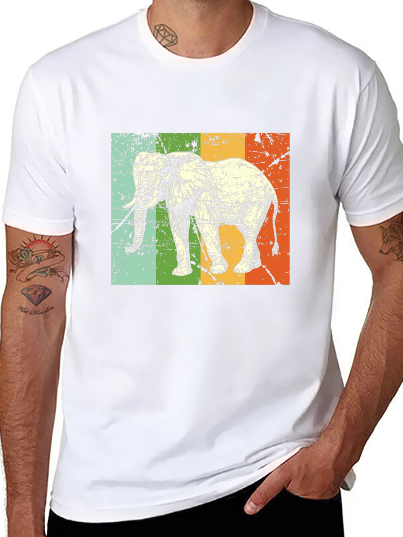Black Retro Elephant Graphic Tee - Black view 8