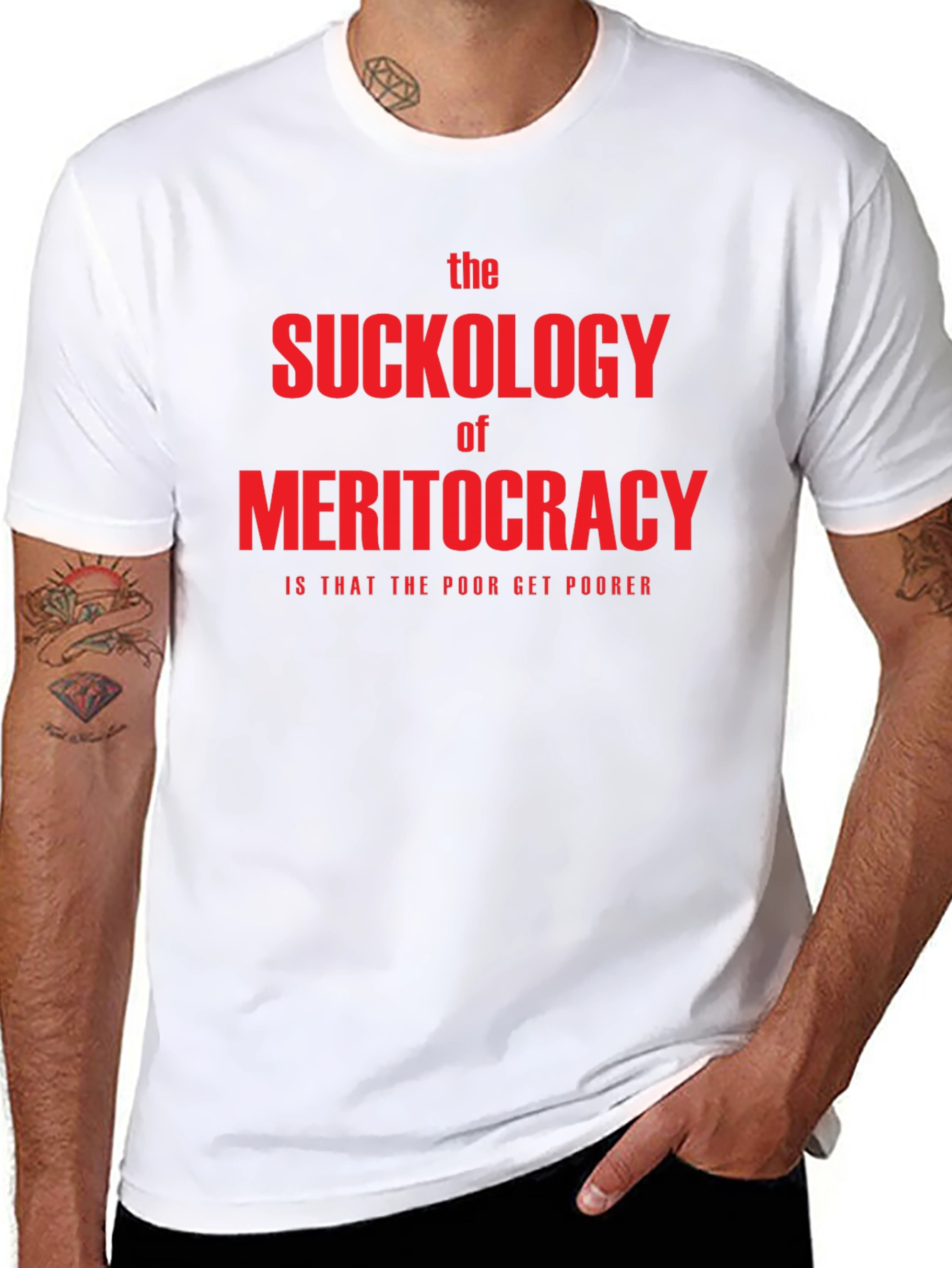 Black The Suckology of Meritocracy T-Shirt - Political Statement Tee view 8