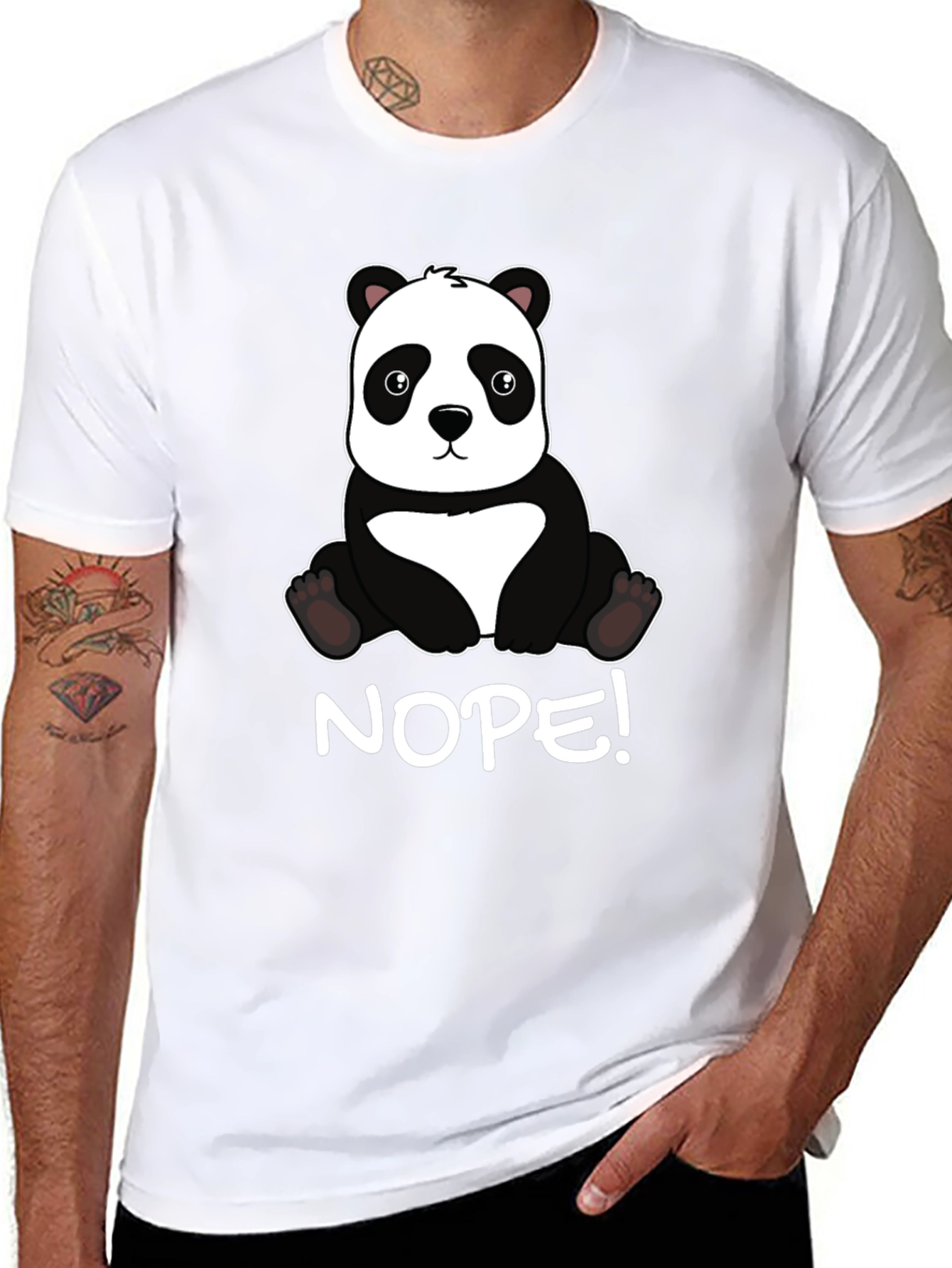 Black Nope Panda Graphic Tee - Comfy Casual T-Shirt view 8