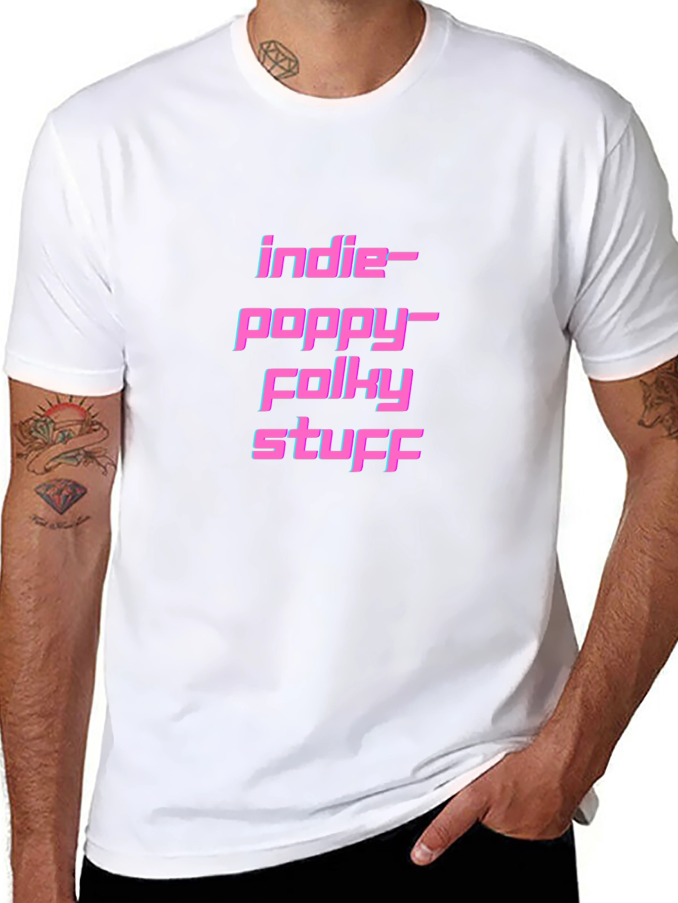 Black Indie-Poppy-Folky Stuff Graphic Tee view 8