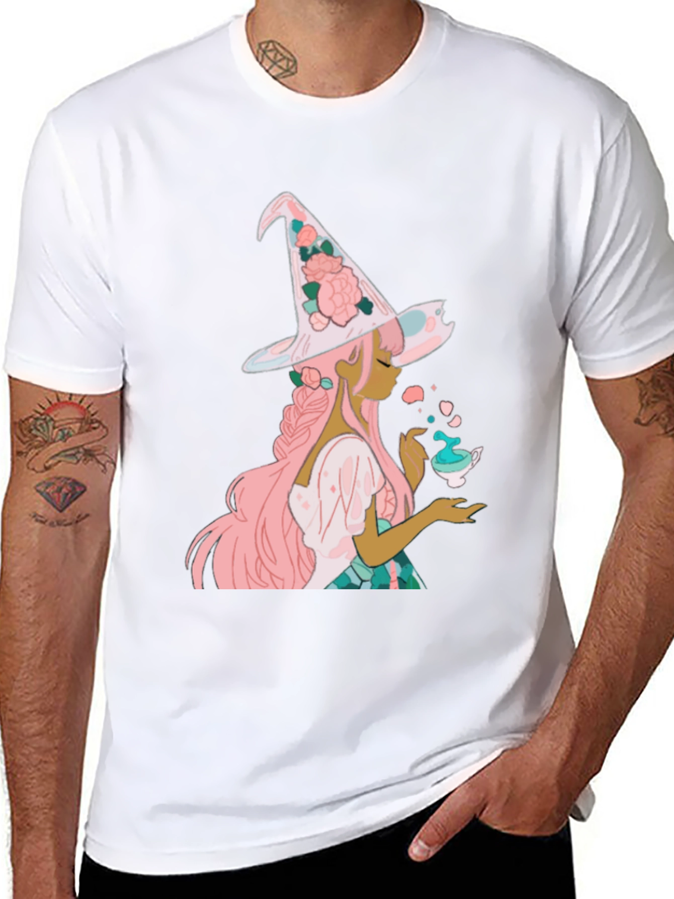 Black Witch With Tea Cup Graphic Tee view 8