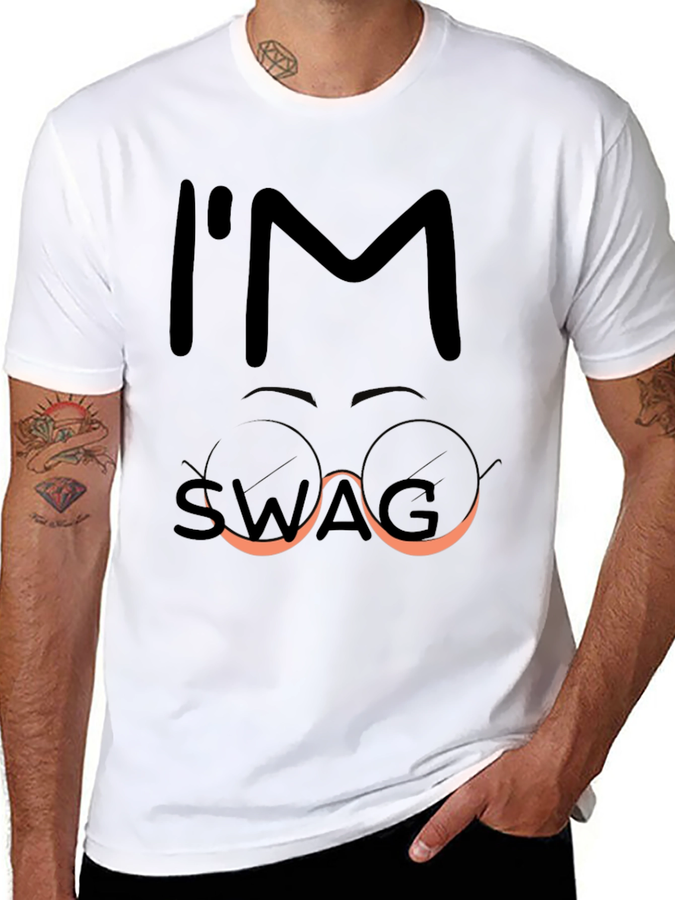 Black I'm Swag Funny Graphic Tee - Black view 8