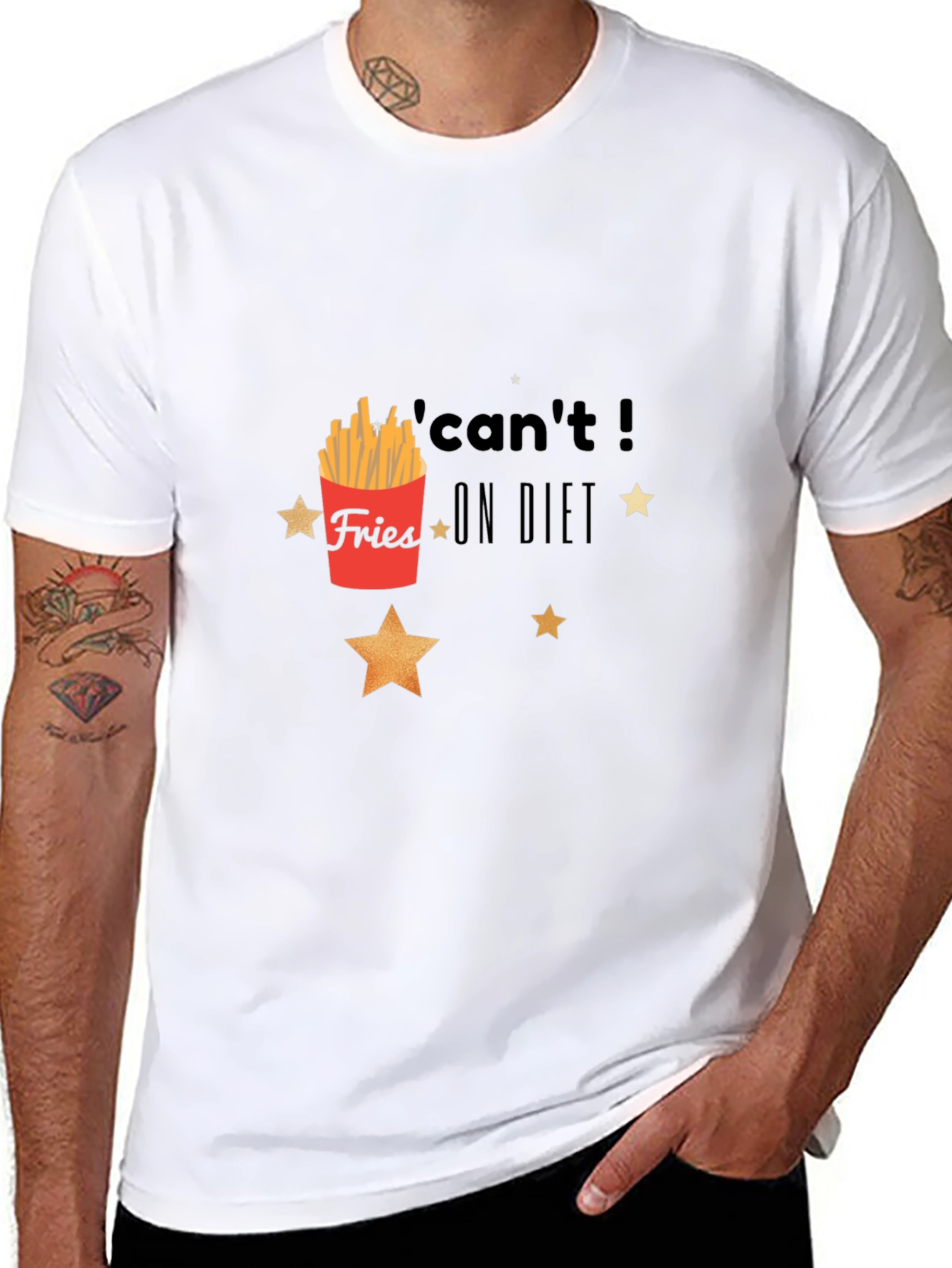Black Fries on Diet Graphic T-Shirt - Unisex Casual Tee view 8