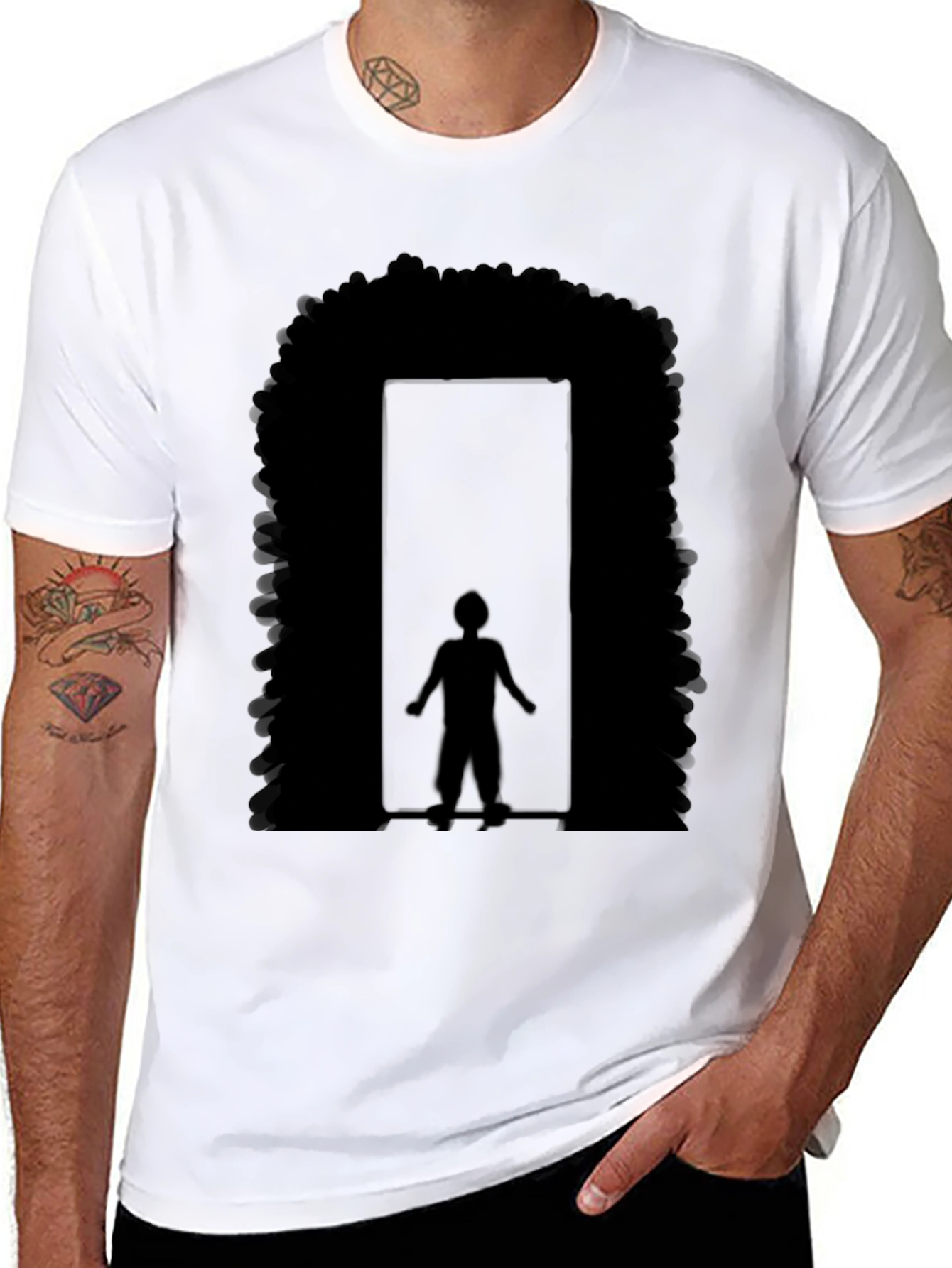 Black Afro Doorway Graphic T-Shirt - Black view 8