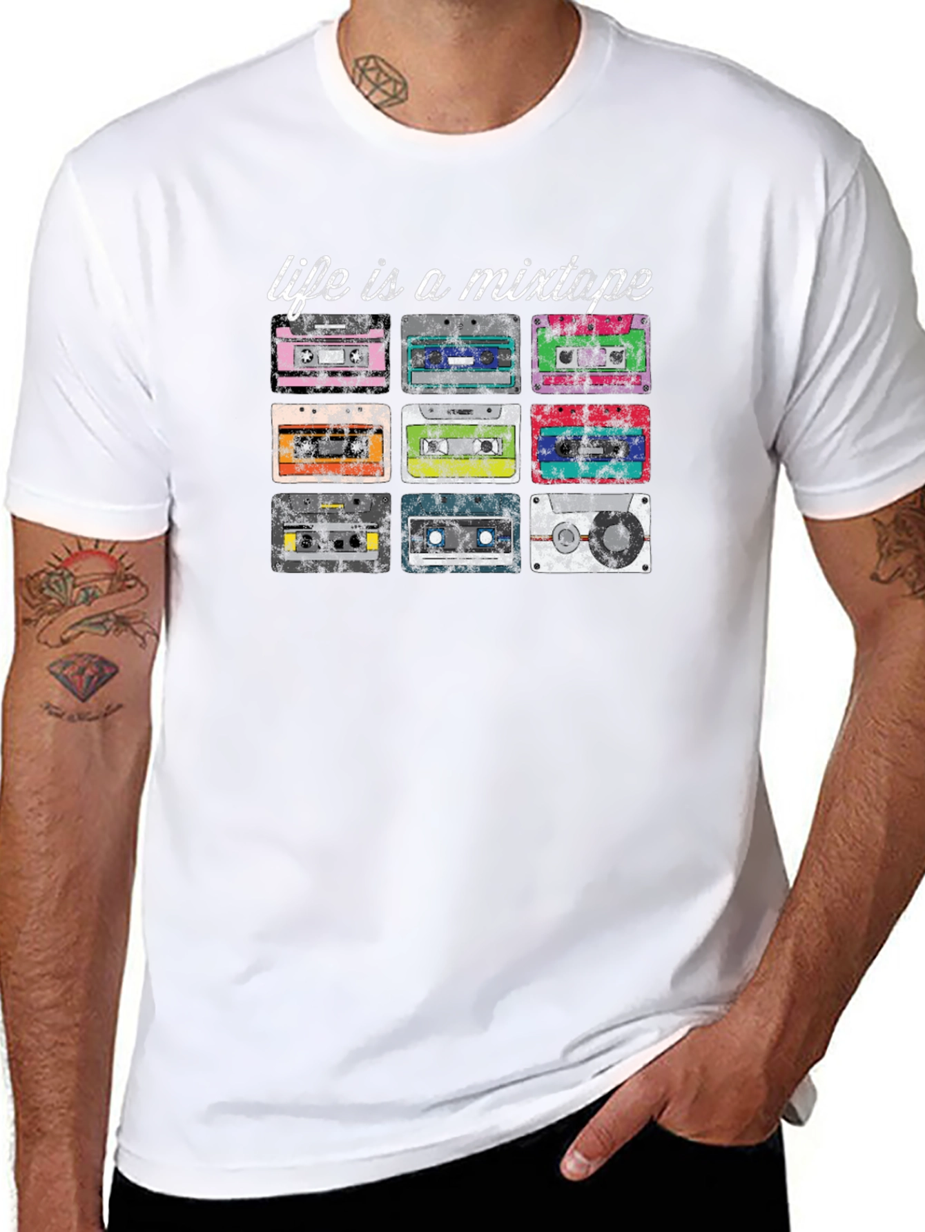 Black Life is a Mixtape Graphic T-Shirt - Vintage Cassette Design view 8