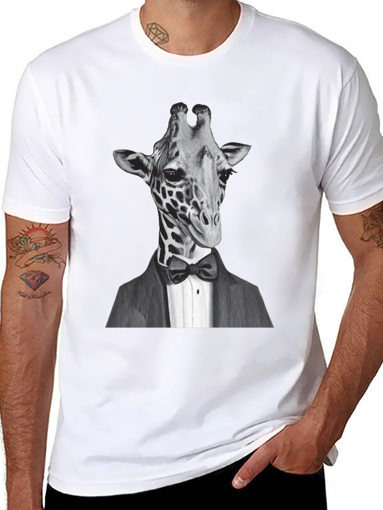 Black Giraffe Tuxedo T-Shirt - Animal Lover Tee view 8