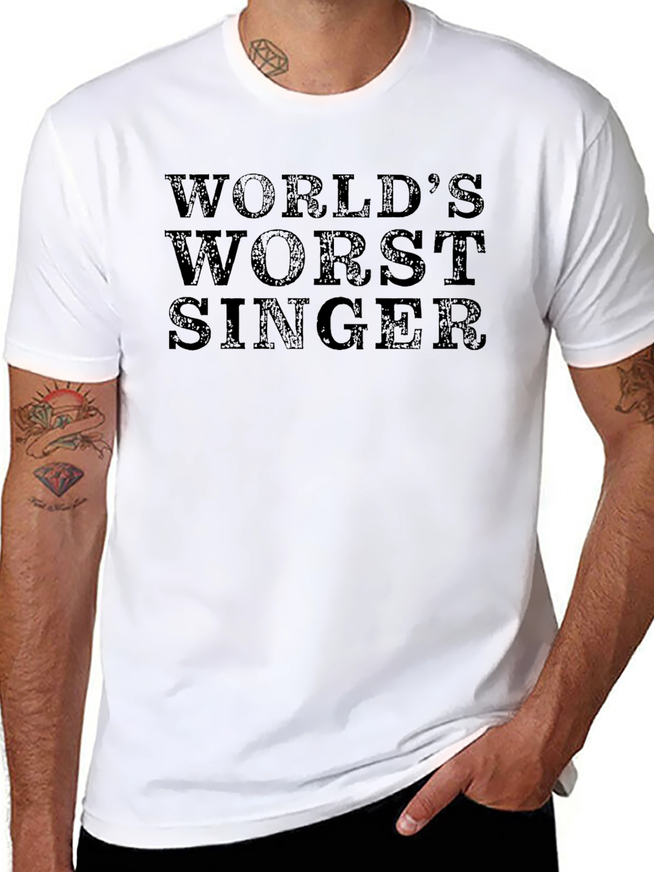 Black World's Worst Singer Funny Graphic T-Shirt view 8