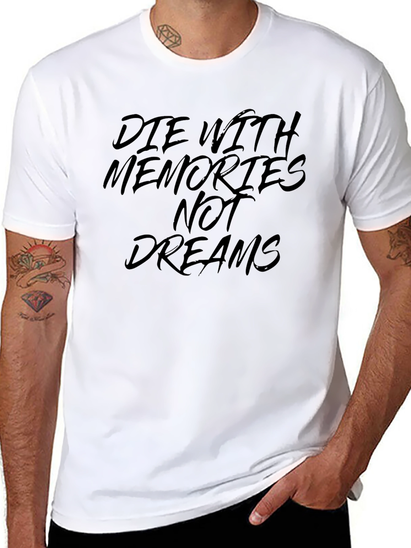 Black Die With Memories T-Shirt - Inspirational Graphic Tee view 8
