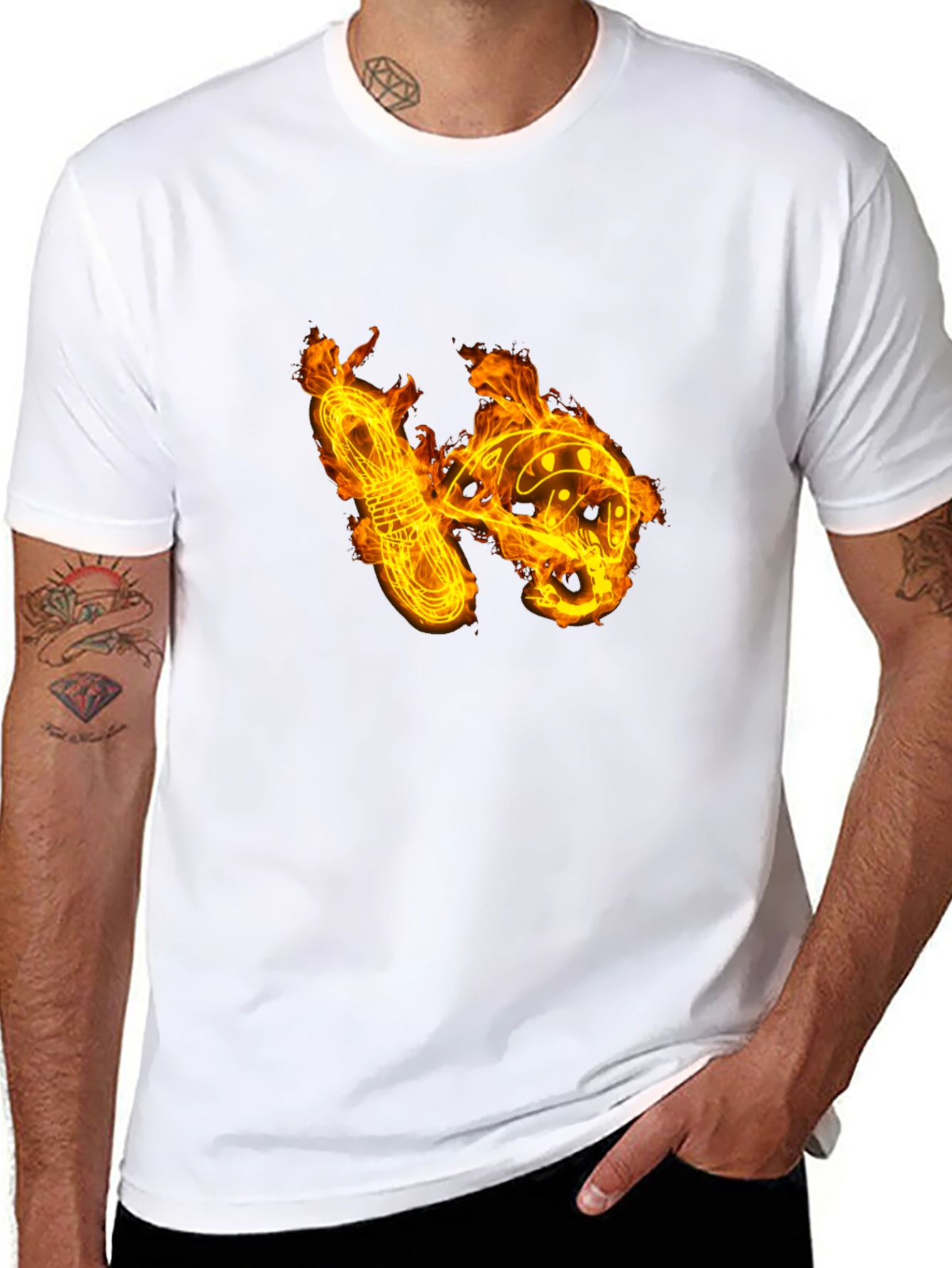 Black Fiery Climbing Gear Graphic Tee - Black Cotton Shirt view 8