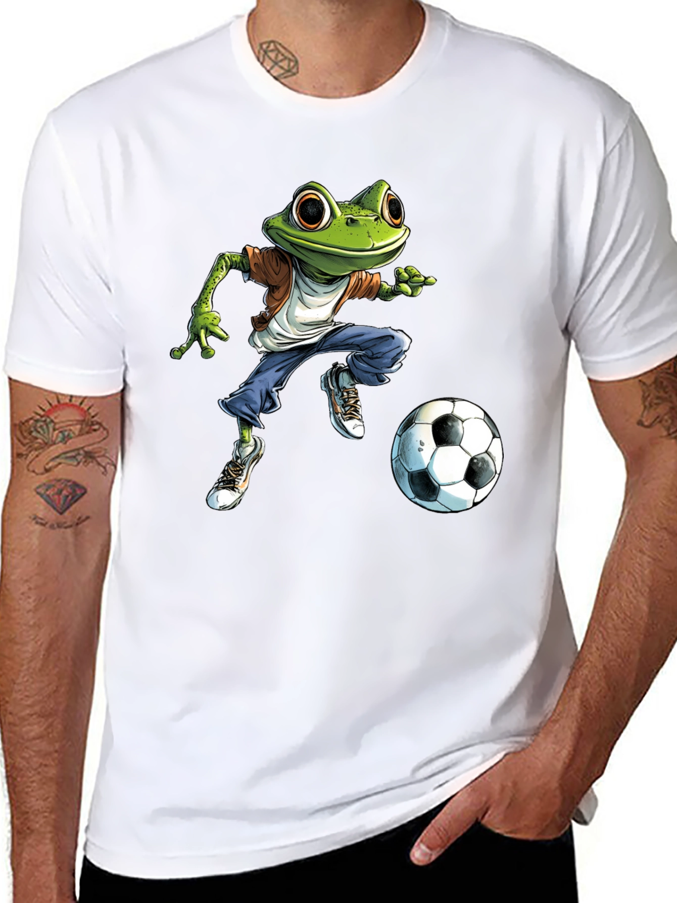 Black Frog Soccer T-Shirt - Cool Cartoon Style view 8