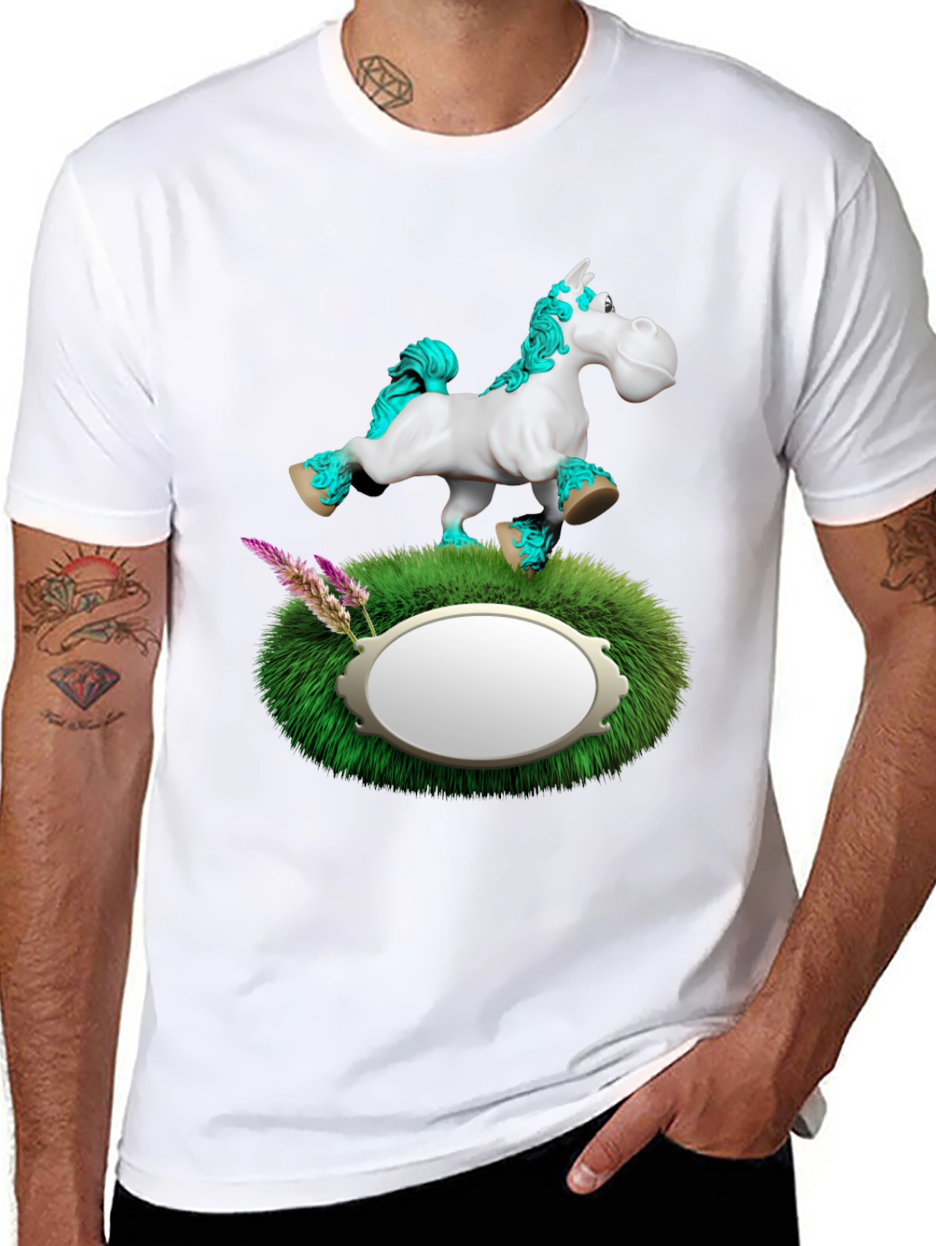 Black Whimsical Horse T-Shirt view 8