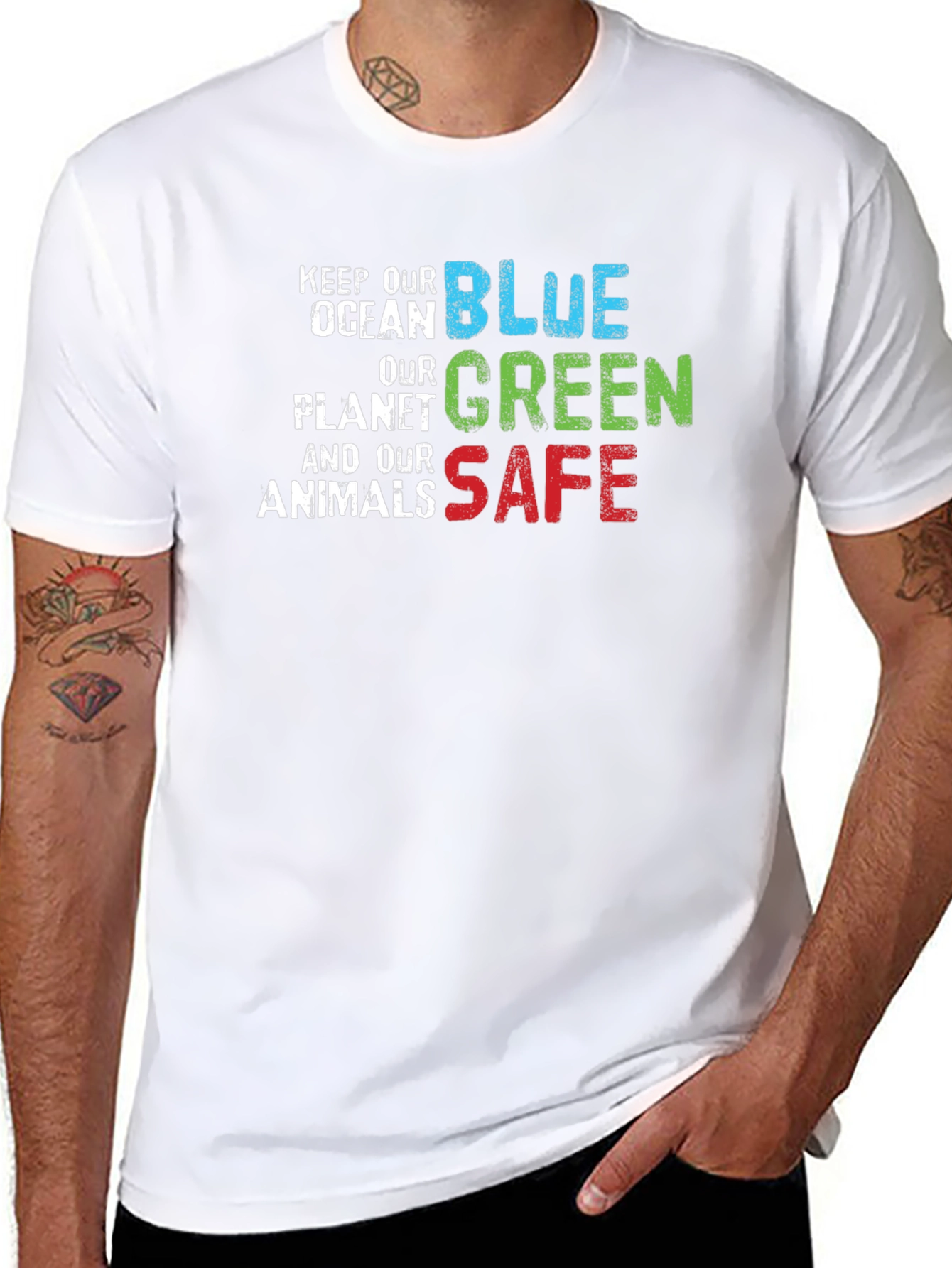 Black Keep Our Planet Safe T-Shirt view 8