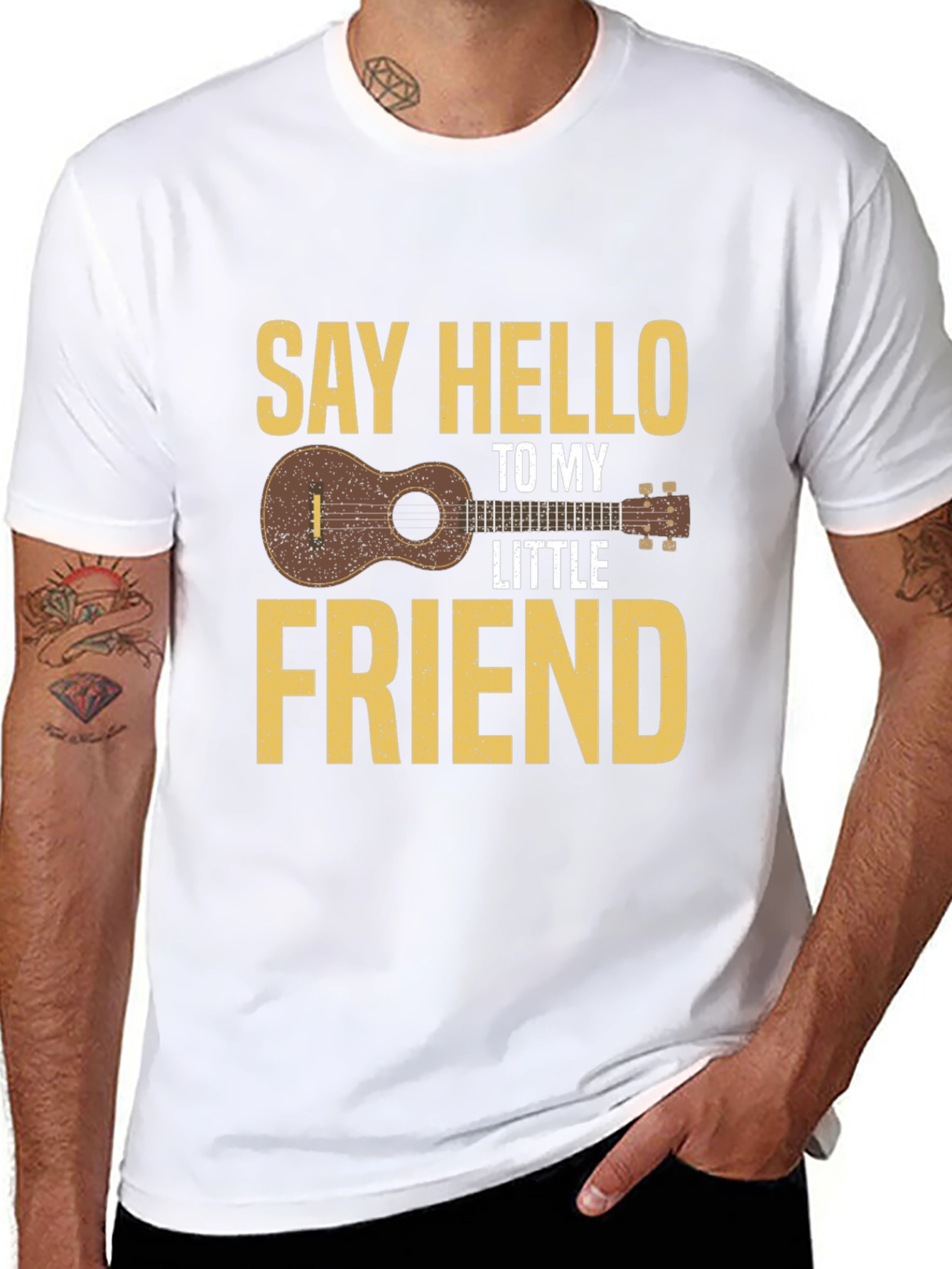Black Say Hello To My Little Friend Ukulele T-Shirt view 8