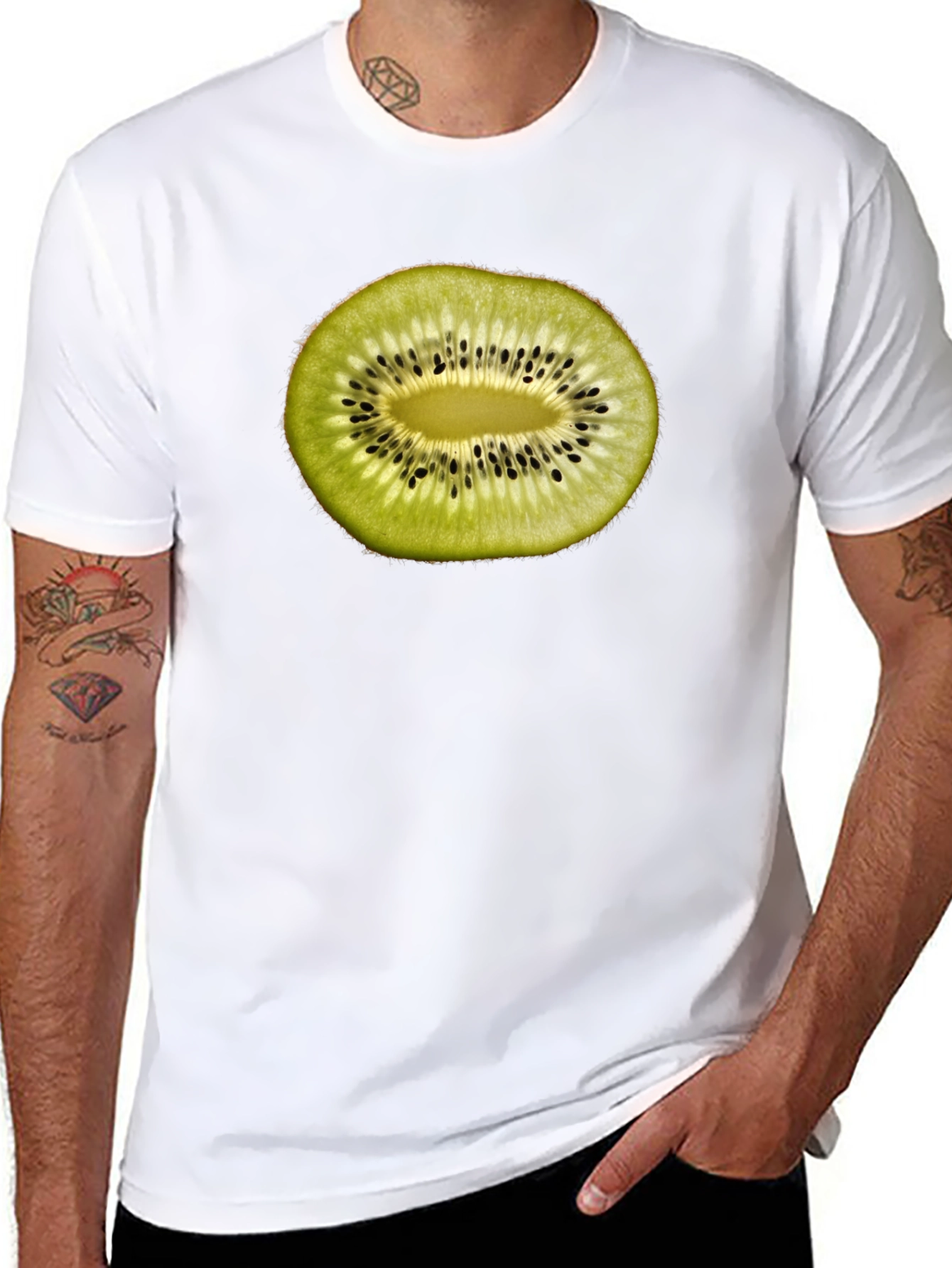 Black Kiwi Fruit Slice Graphic T-Shirt - Black view 8