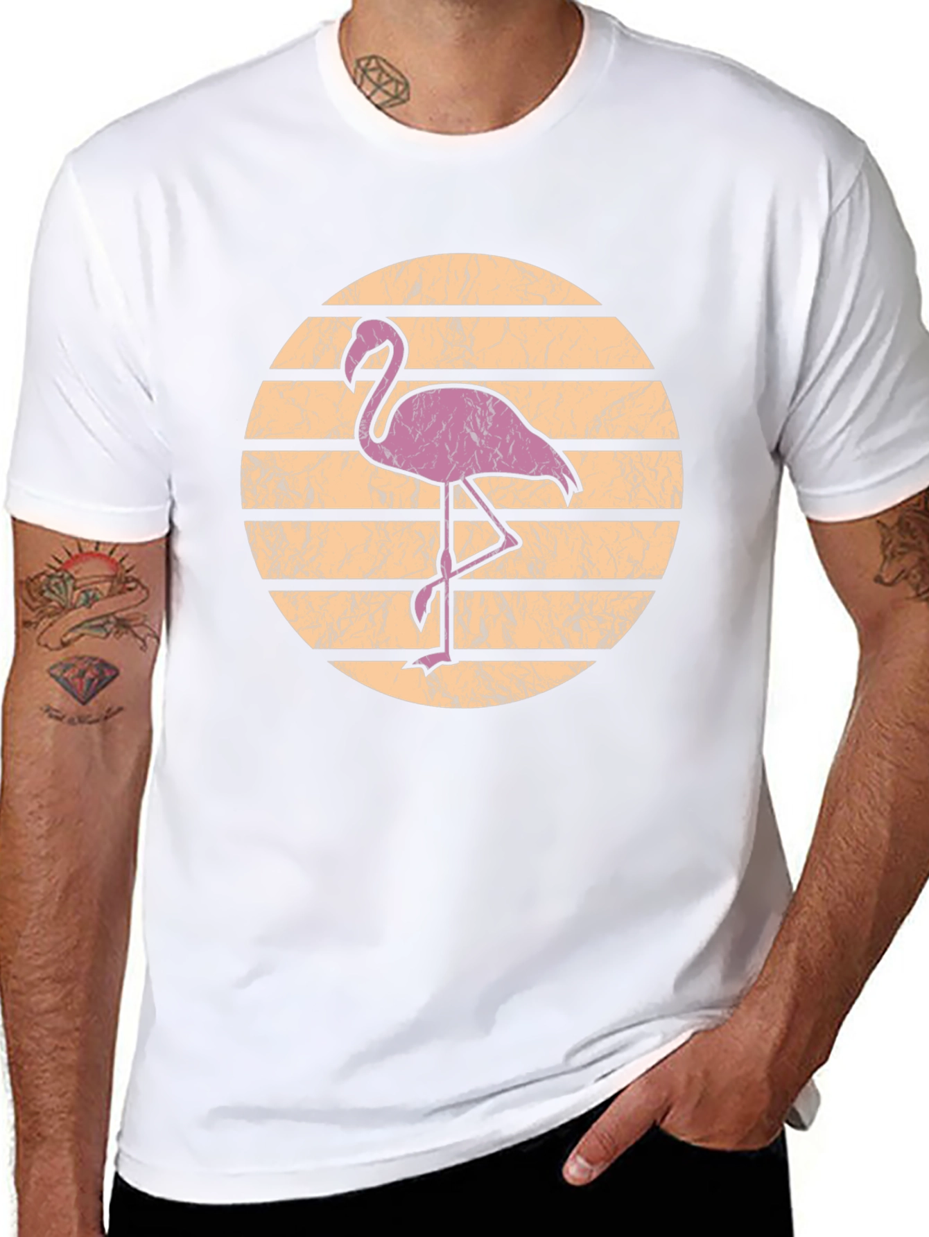 Black Retro Flamingo Graphic Tee view 8