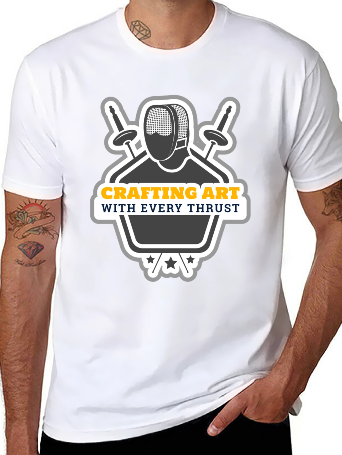 Black Crafting Art Fencing T-Shirt - Every Thrust view 8