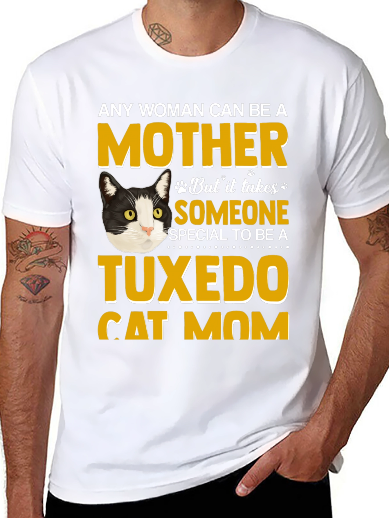 Black Tuxedo Cat Mom T-Shirt - Novelty Apparel view 8