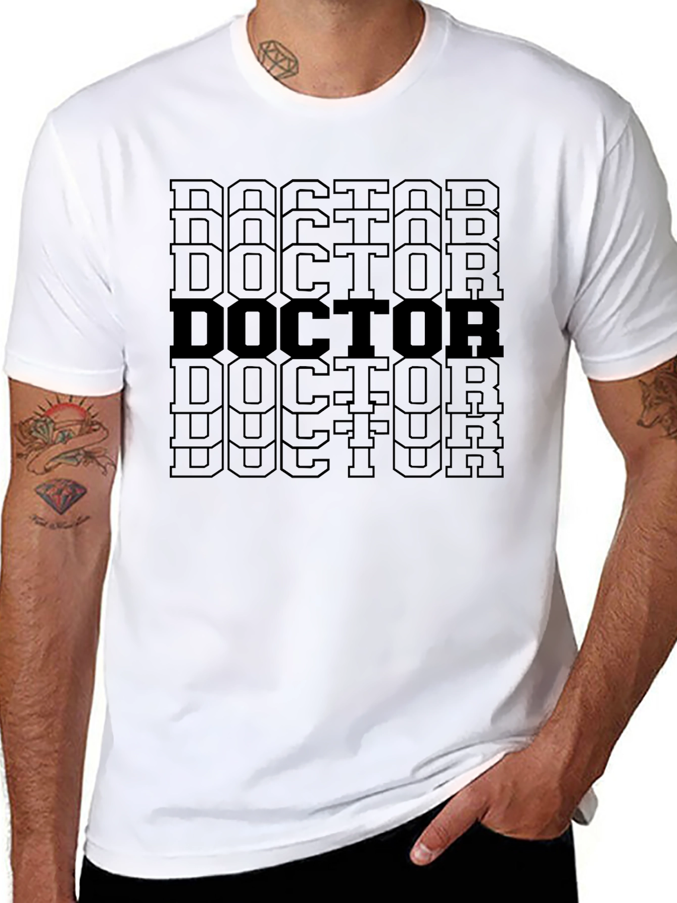 Black Doctor Text Graphic Black T-Shirt view 8