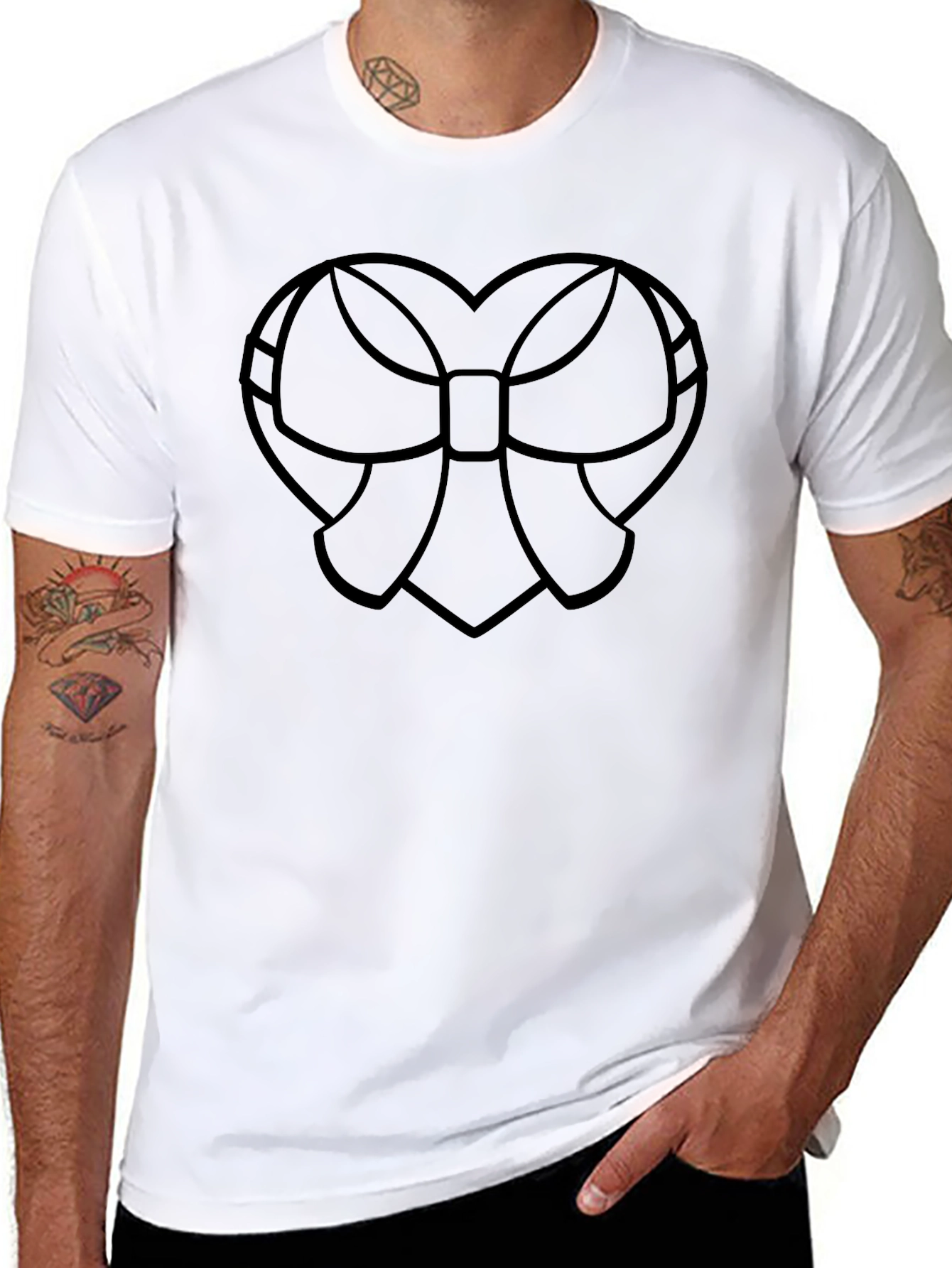 Black Heart Bow Graphic Tee - Stylish Comfort view 8