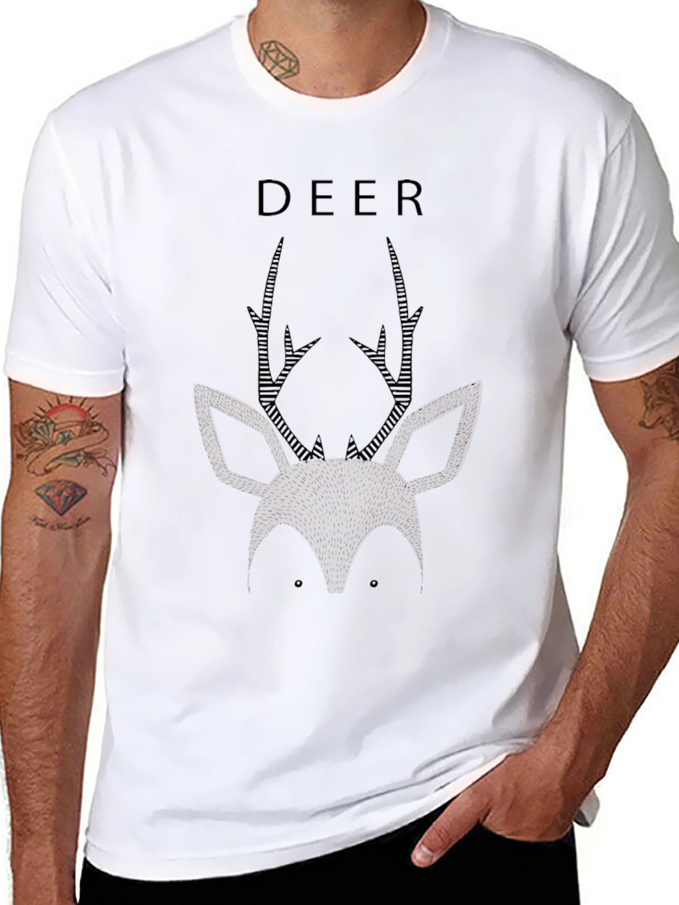 Black Deer Graphic Black T-Shirt - Modern Minimalist Design view 8