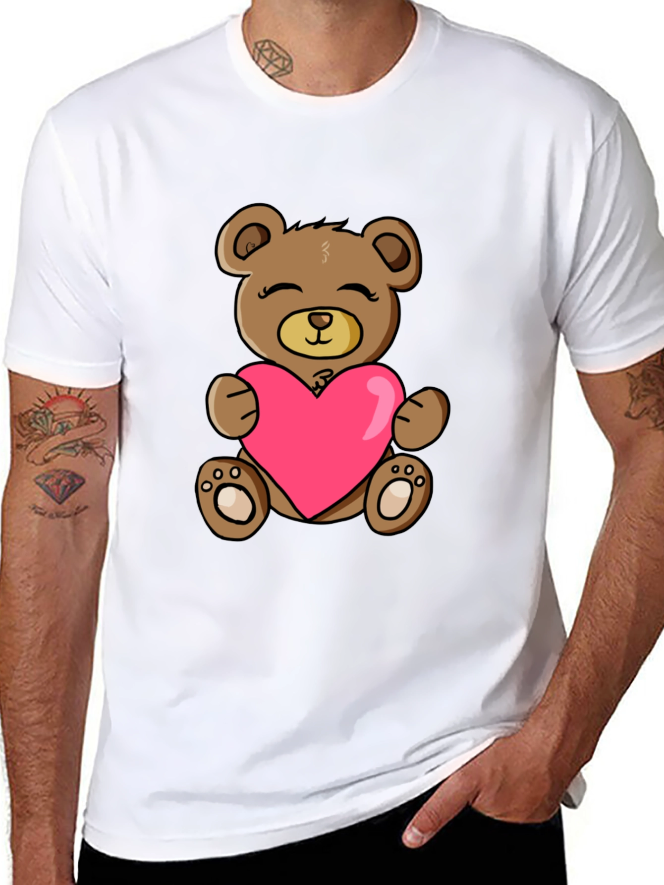 Black Teddy Bear Heart T-Shirt - Cute & Comfy! view 8