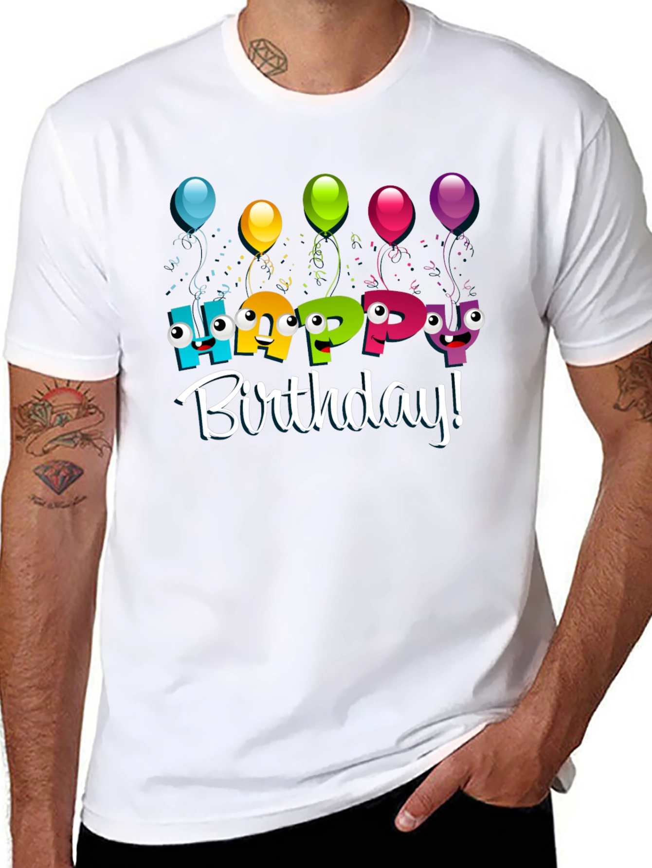 Black Happy Birthday Graphic T-Shirt view 8