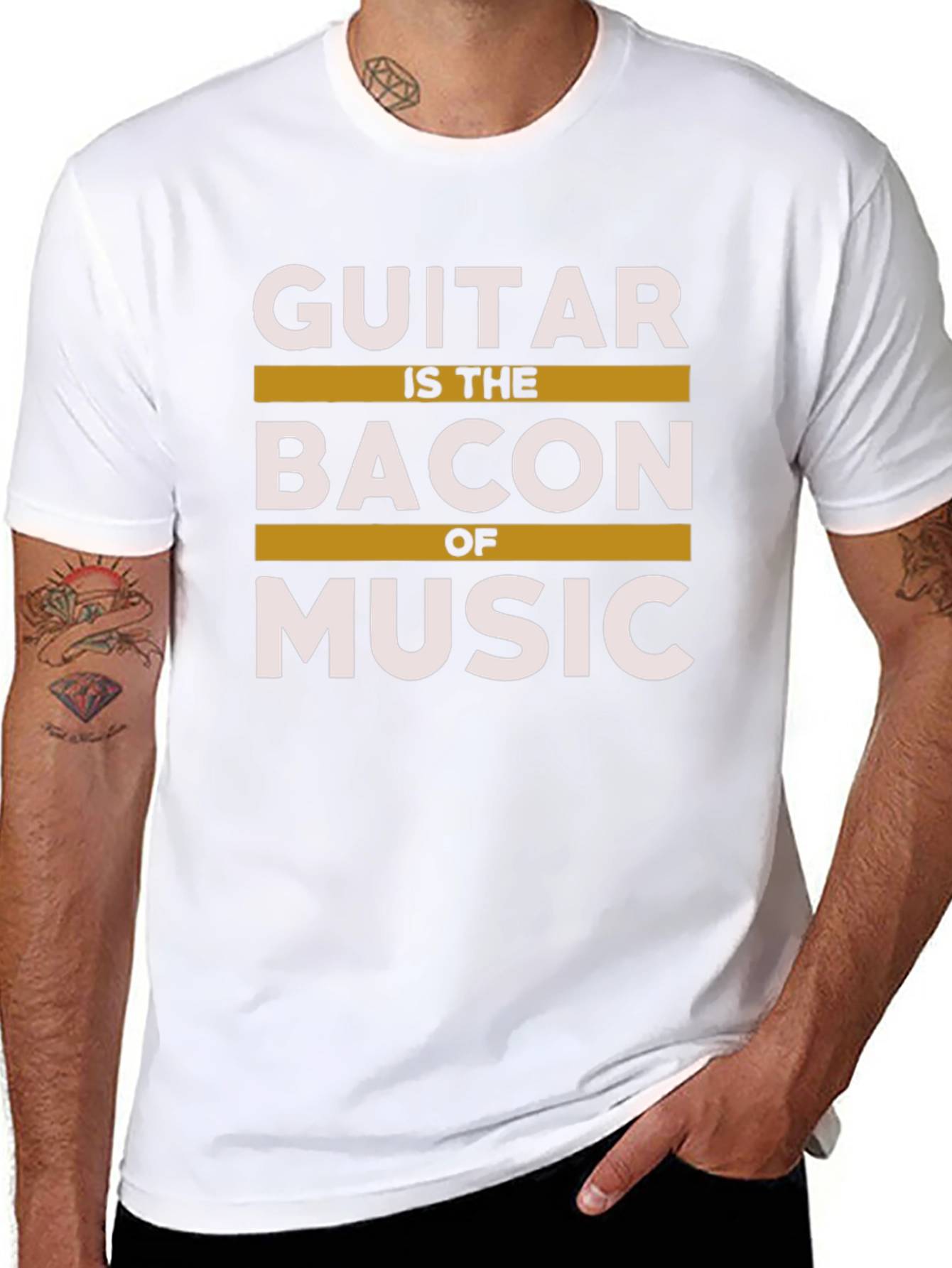 Black Guitar is the Bacon of Music T-Shirt view 8