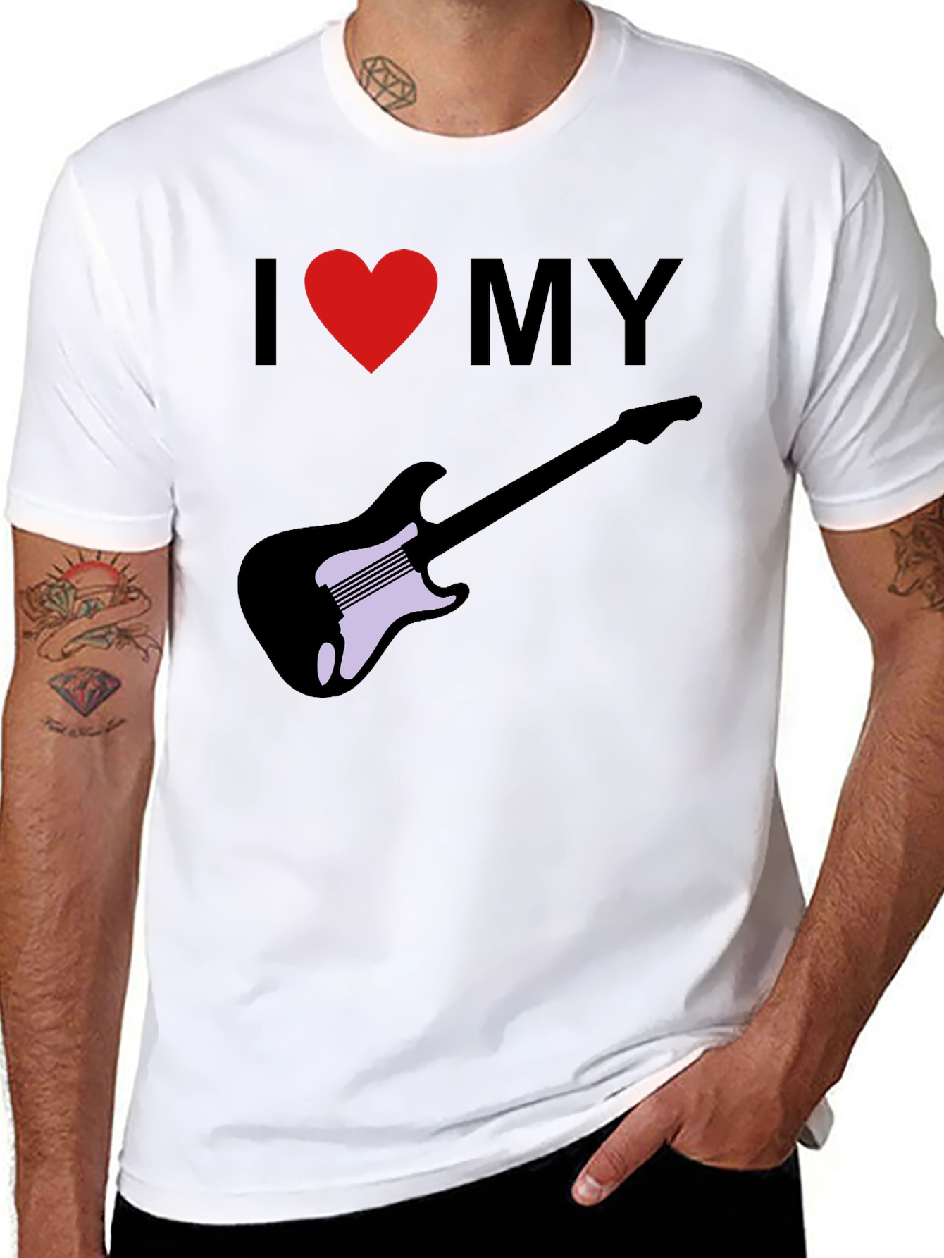 Black I Love My Guitar Graphic Tee view 8