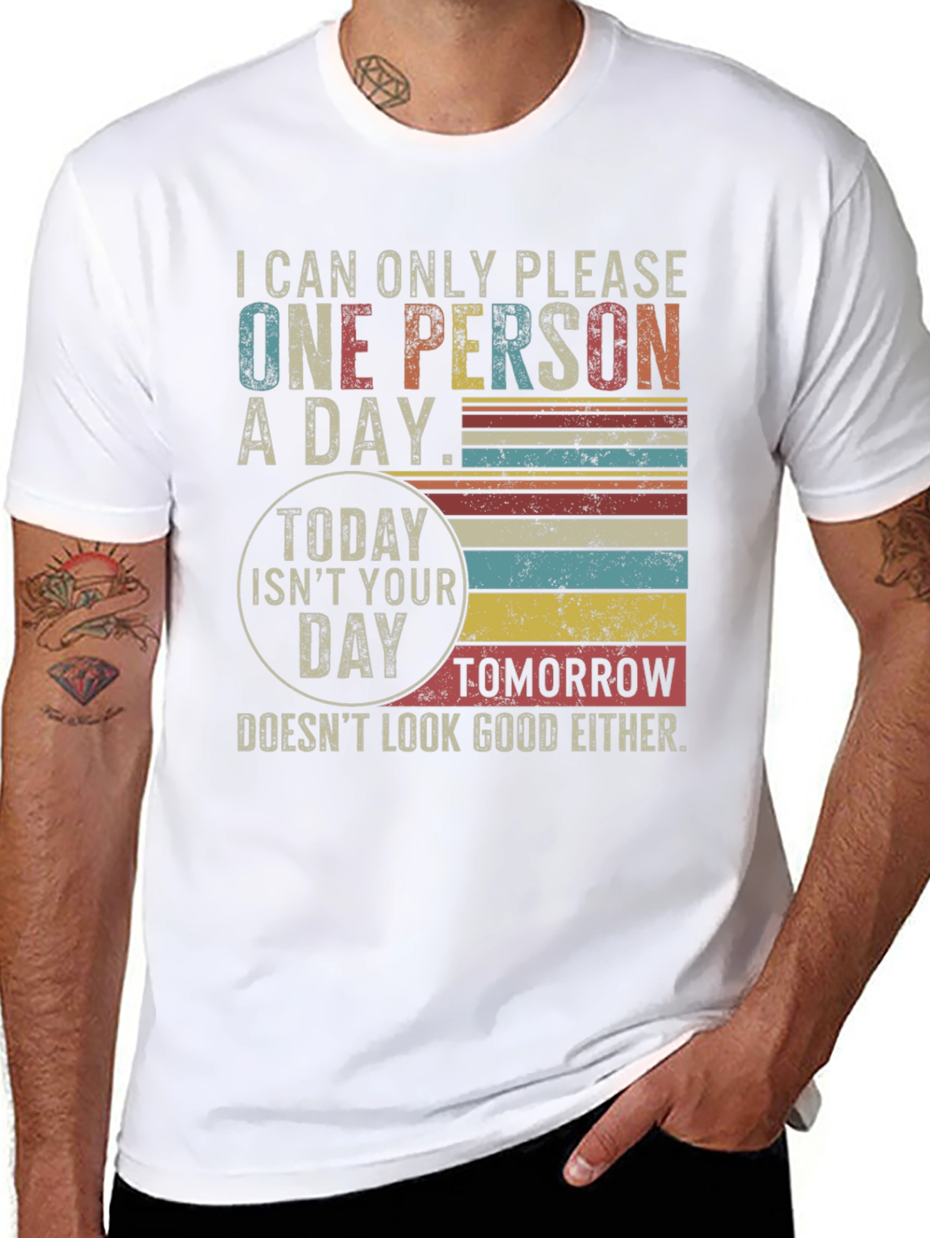Black Funny "One Person A Day" Graphic T-Shirt view 8