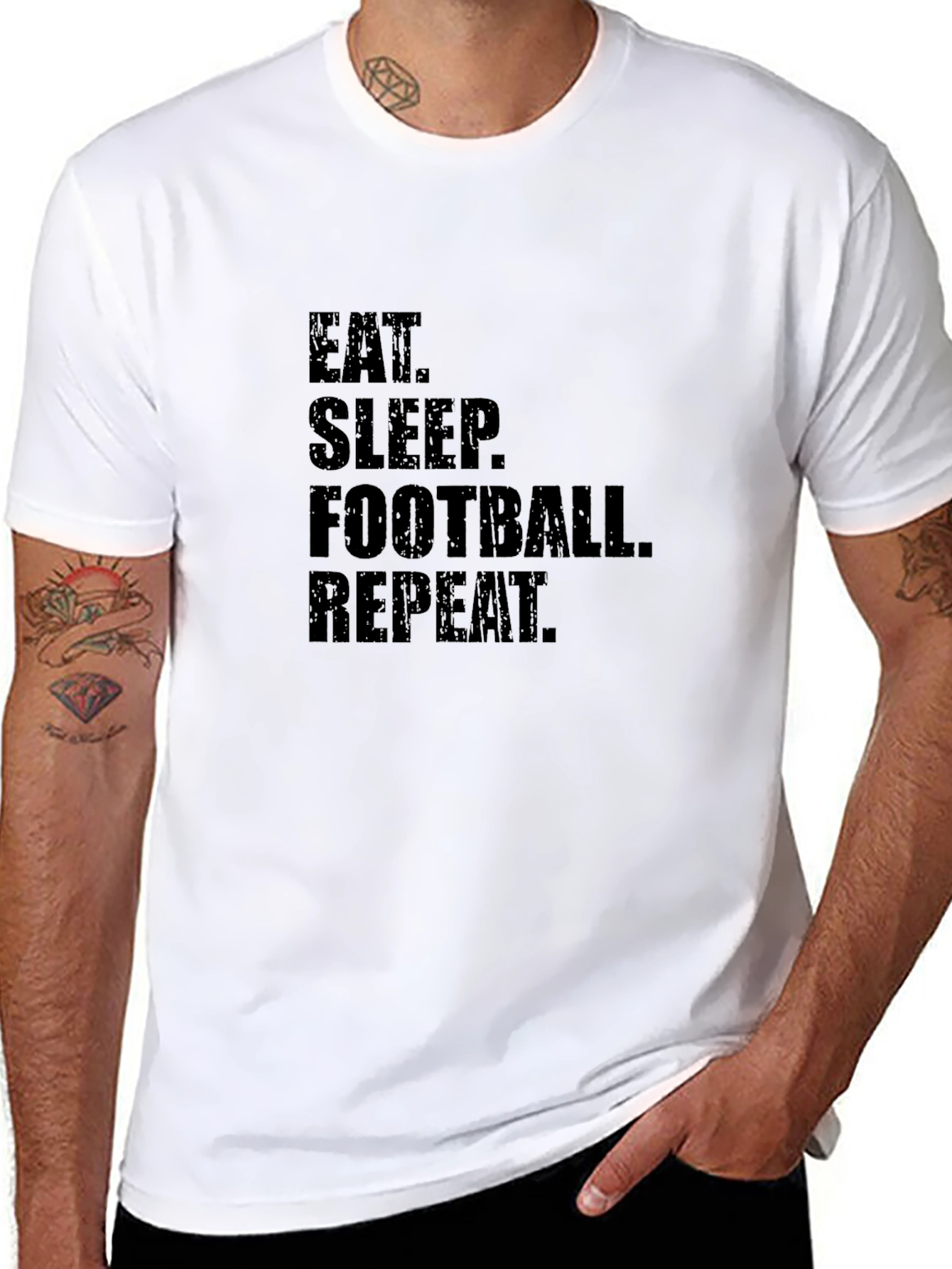 Black Eat Sleep Football Repeat Black T-Shirt view 8