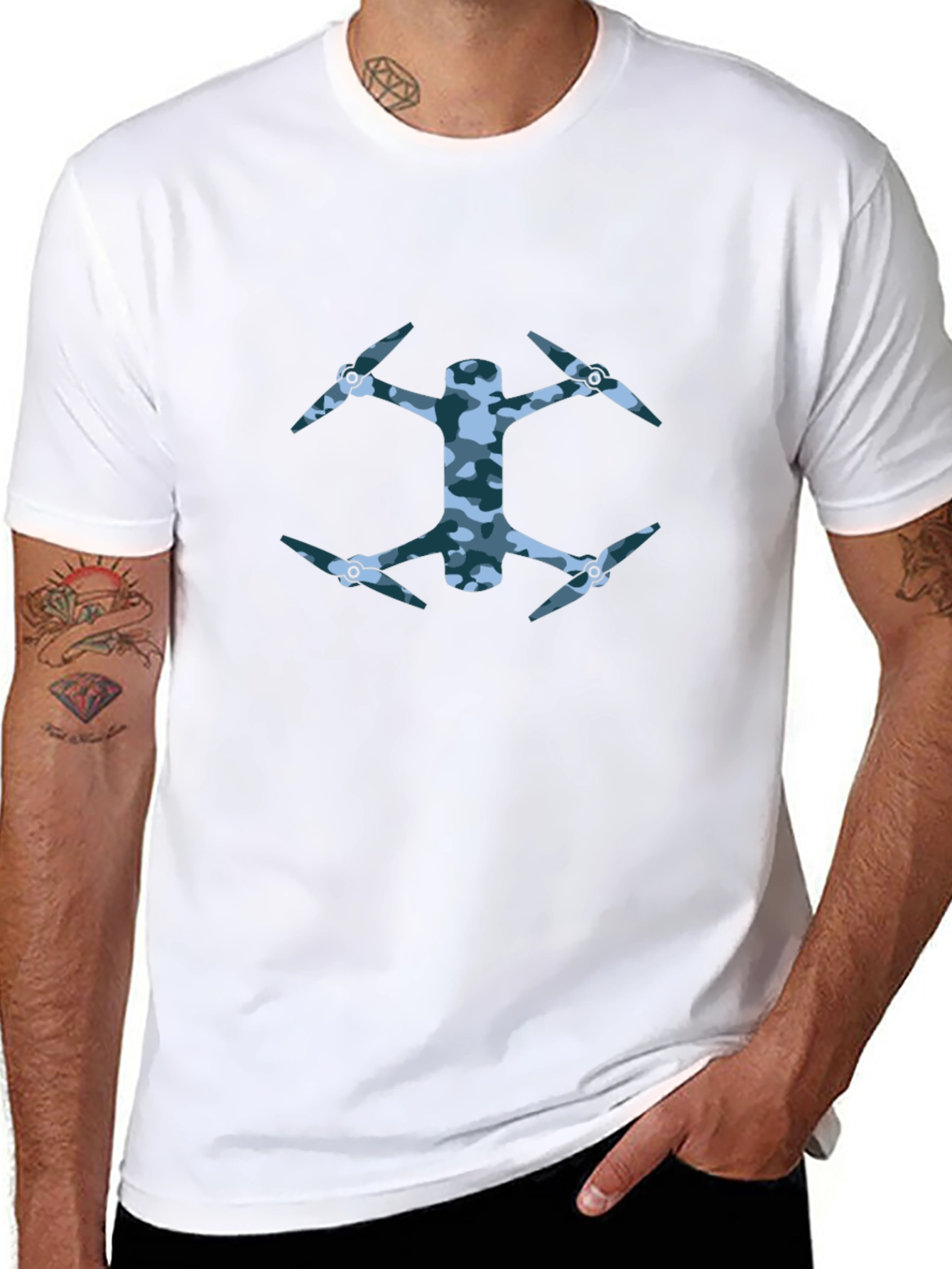 Camo Drone Graphic Black T-Shirt - 8
