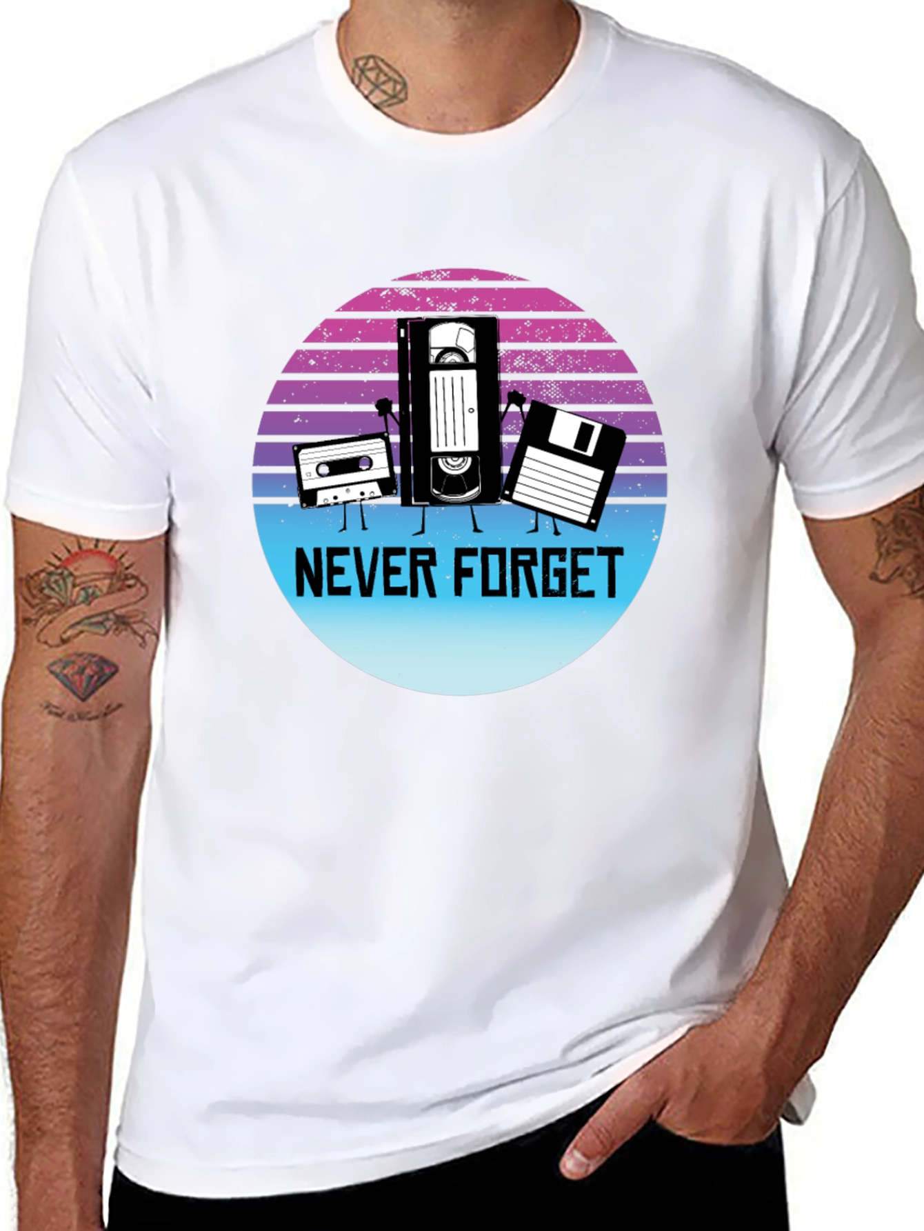 Black Retro "Never Forget" Graphic T-Shirt view 8