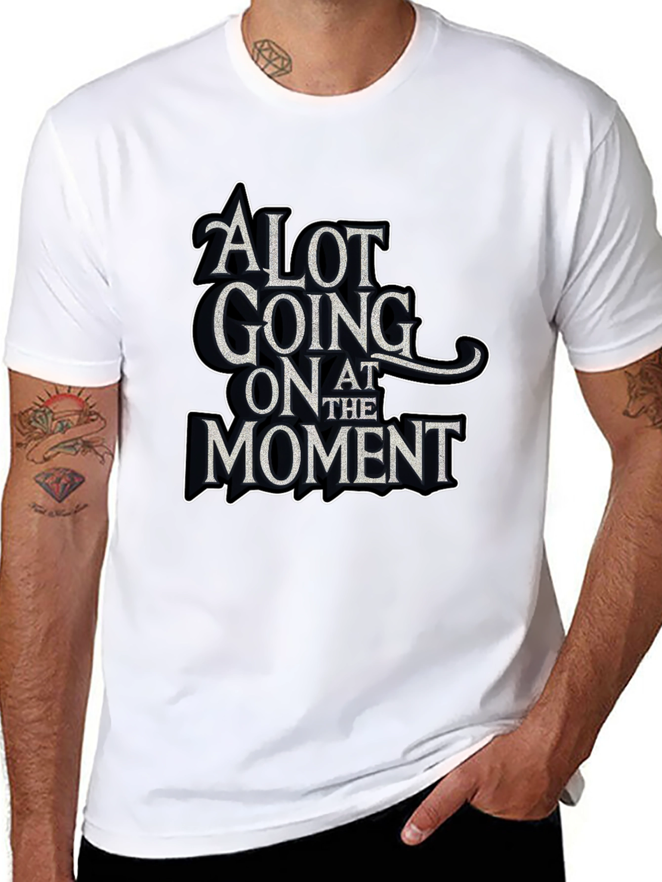 Black Alot Going On at the Moment Graphic Tee view 8