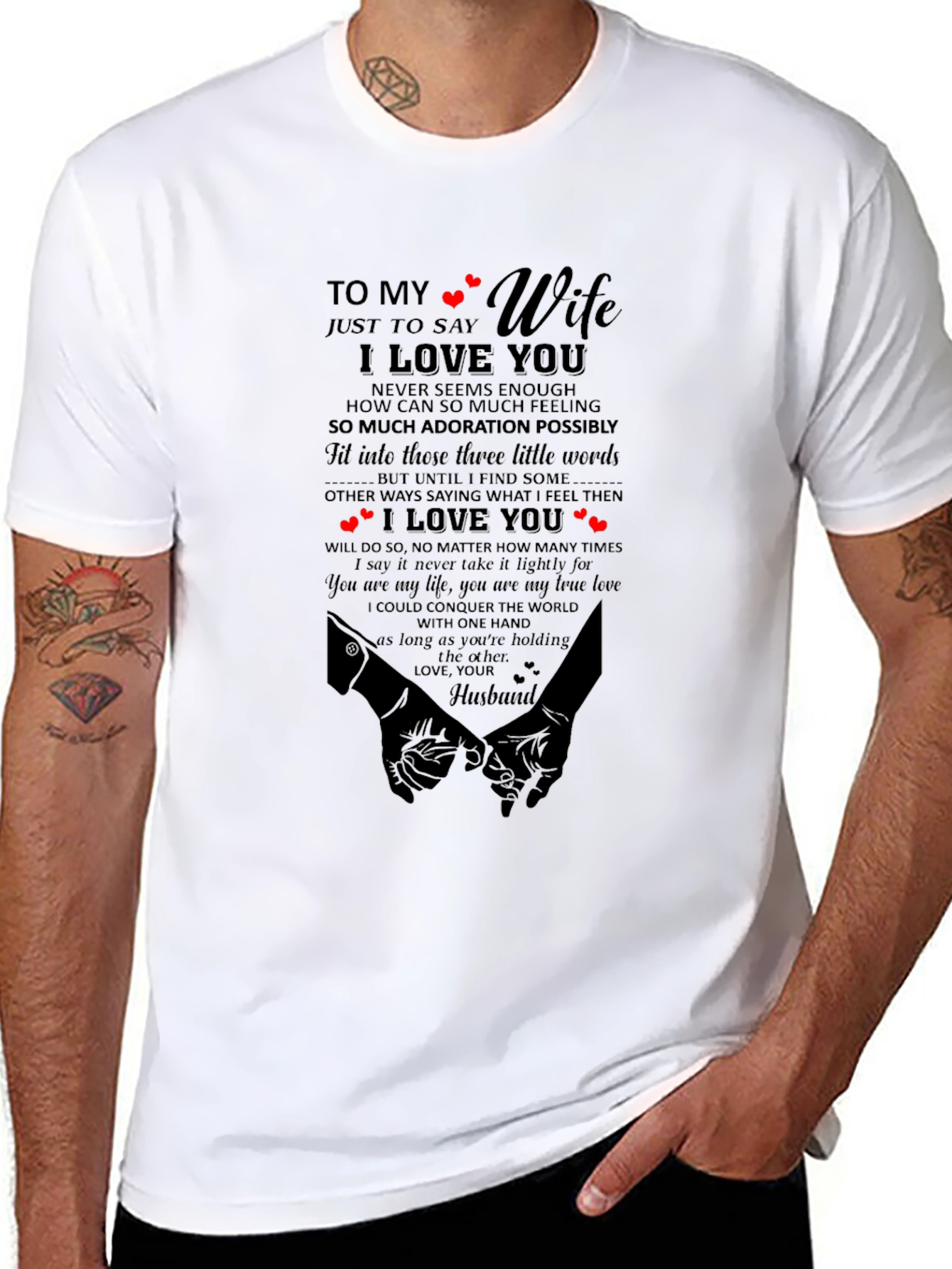 Black To My Wife I Love You Graphic T-Shirt view 8