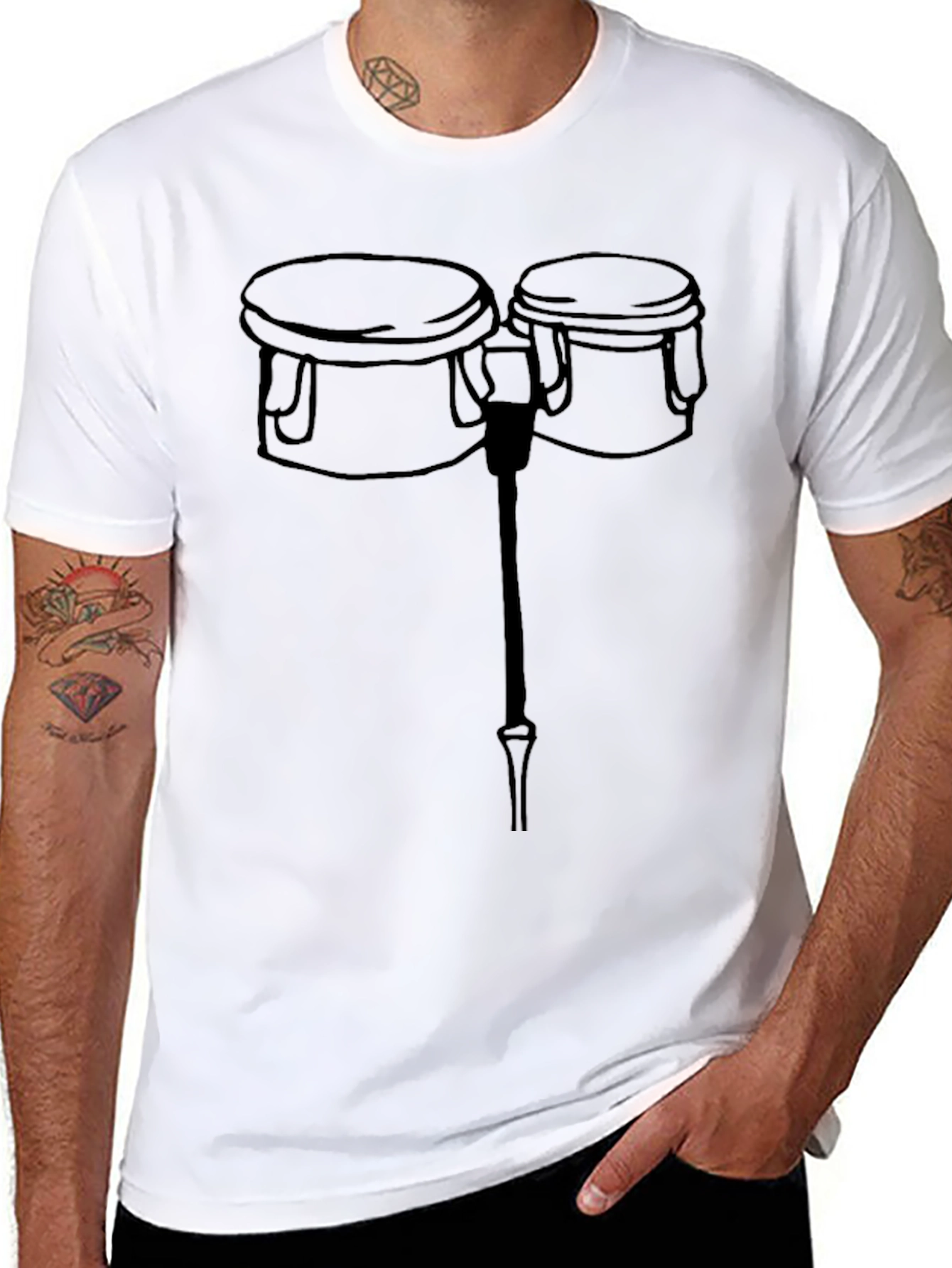 Black Bongo Drum Graphic Tee - Black T-Shirt view 8