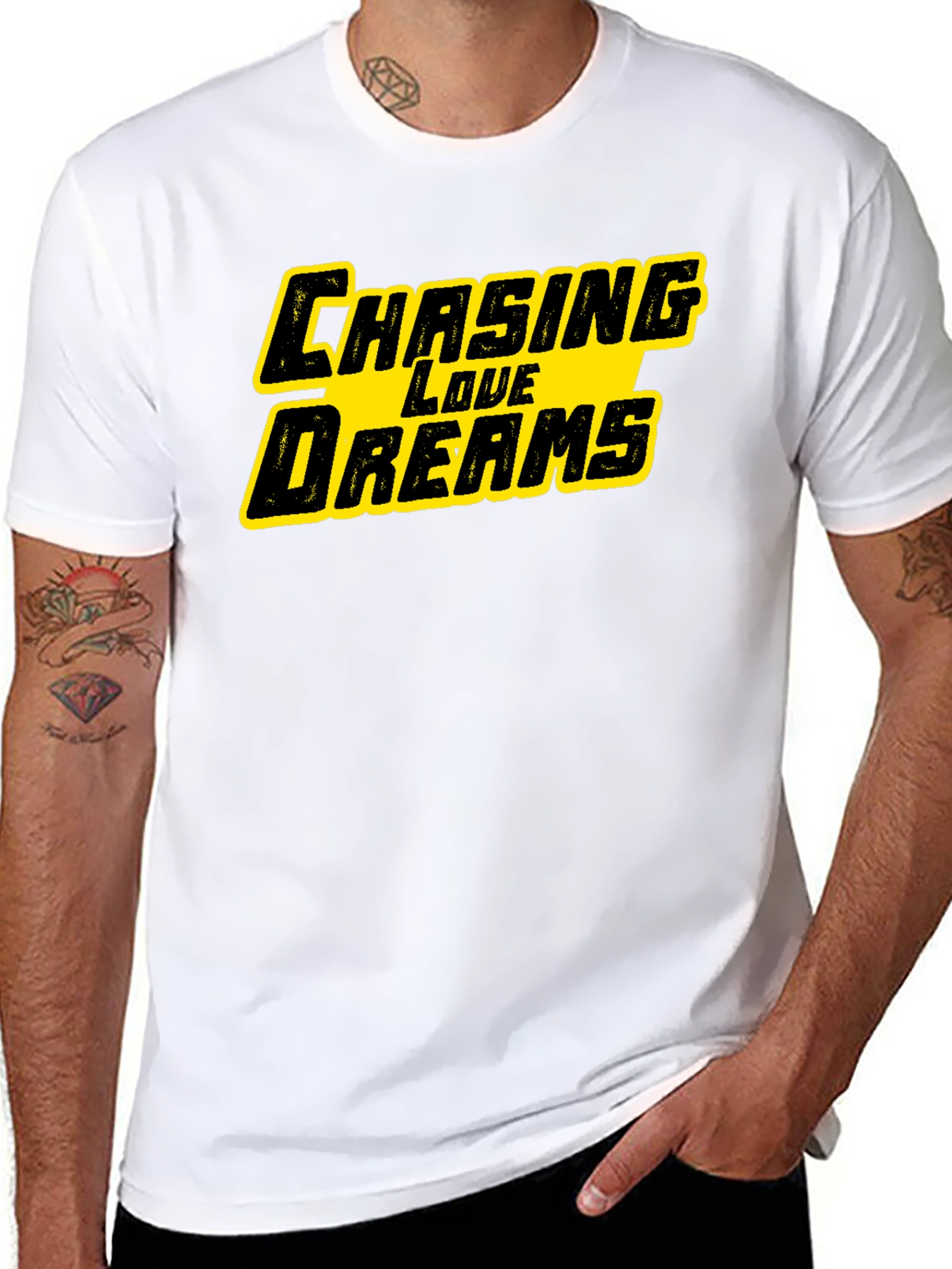 Black Chasing Love Dreams Graphic Black T-Shirt view 8