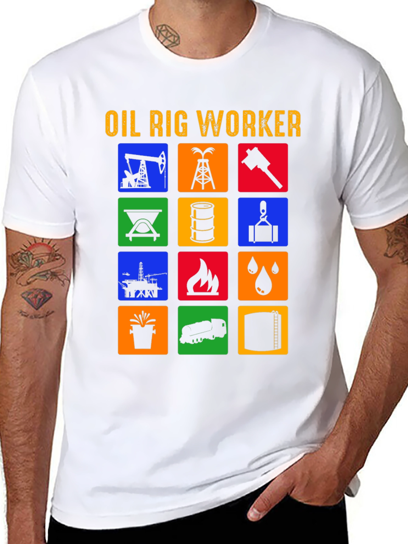 Black Oil Rig Worker Graphic Tee view 8