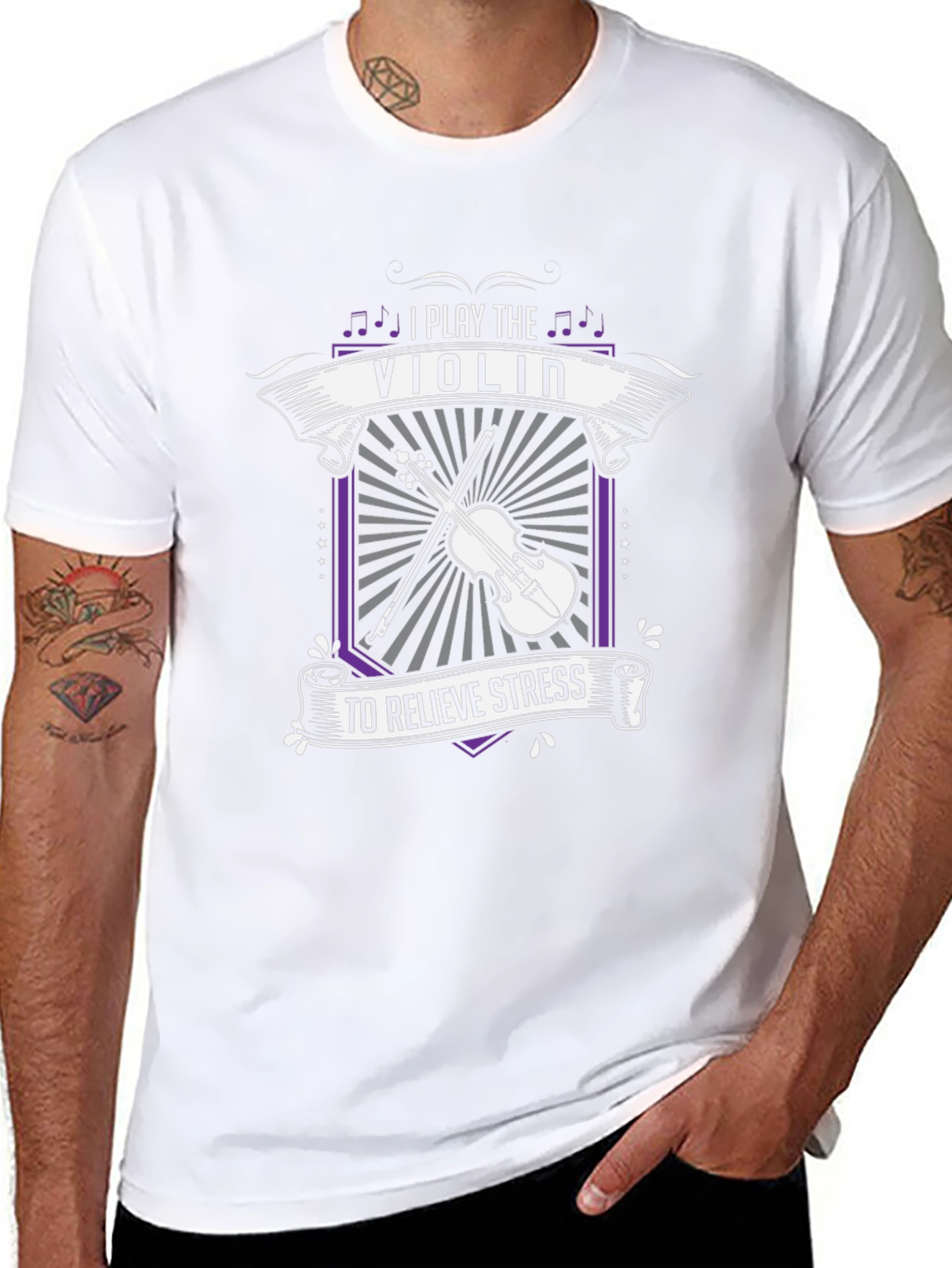 I Play the Violin to Relieve Stress Black T-Shirt - 8