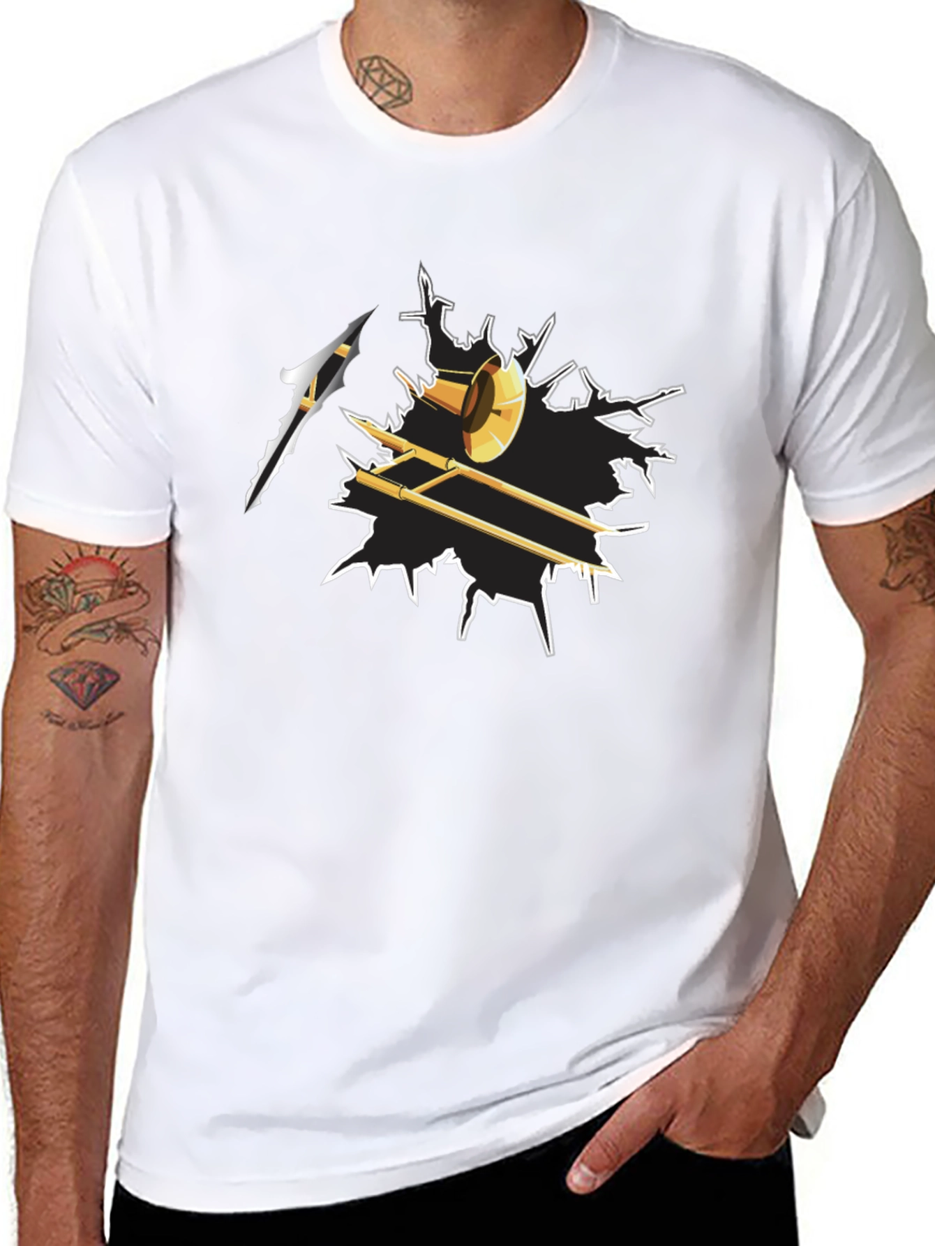 Black Trombone T-Shirt - Musician Gift view 8