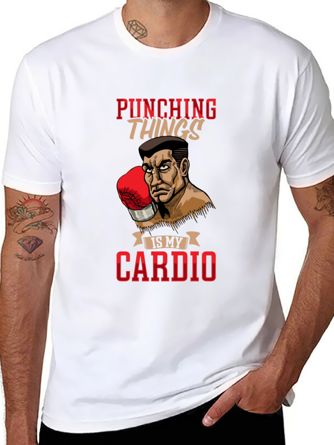 Black Punching Things Is My Cardio T-Shirt view 8