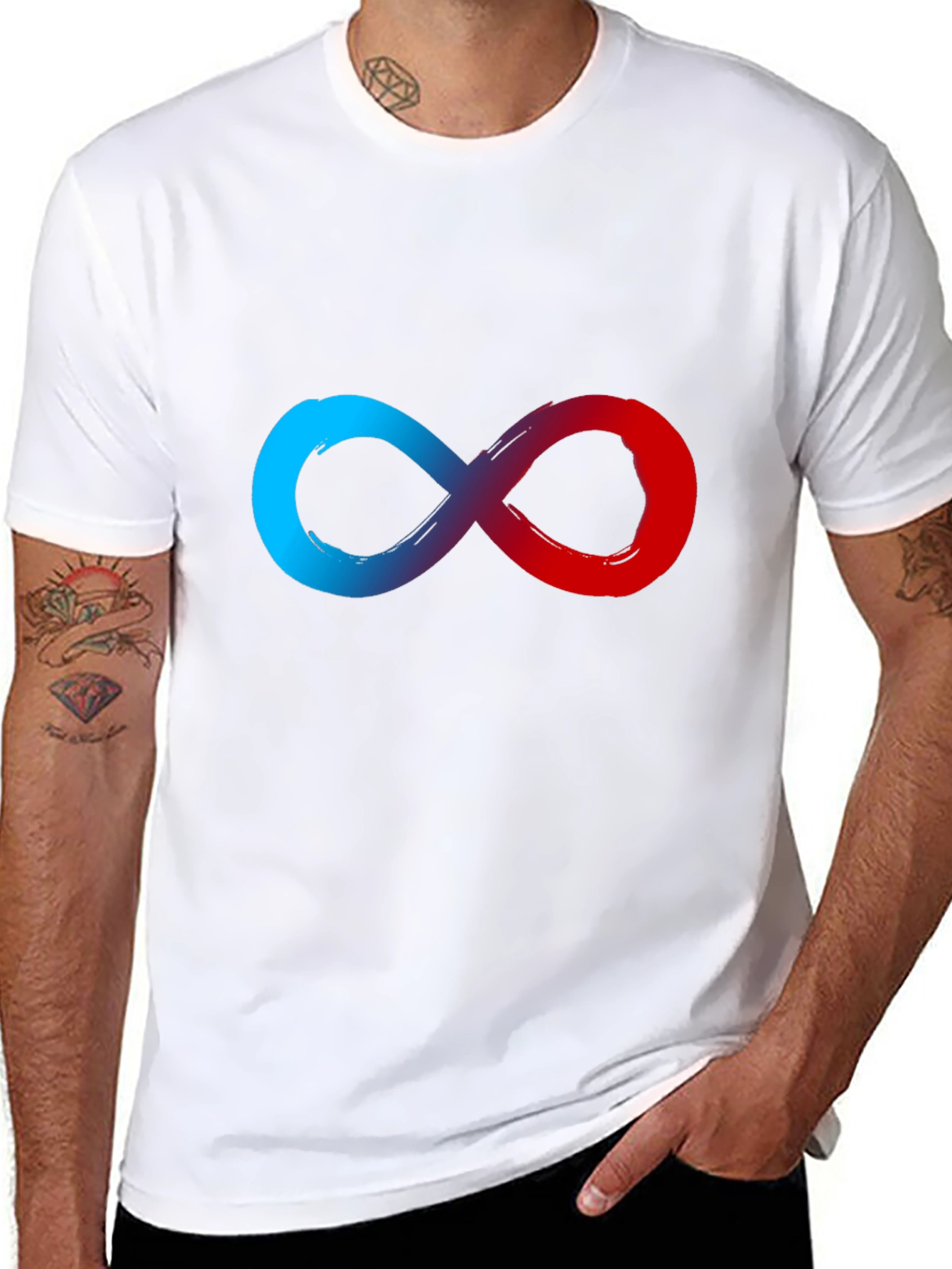 Black Infinity Symbol Graphic Tee - Soft Black Cotton Blend view 8