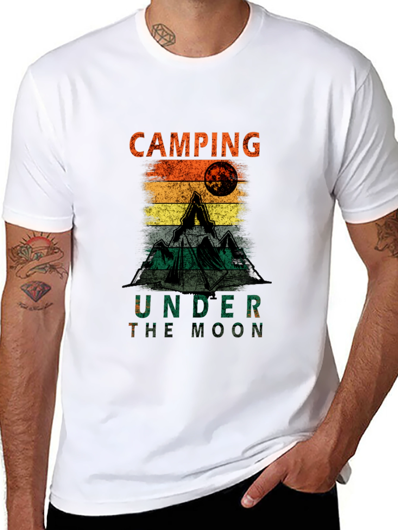 Black Camping Under The Moon T-Shirt view 8