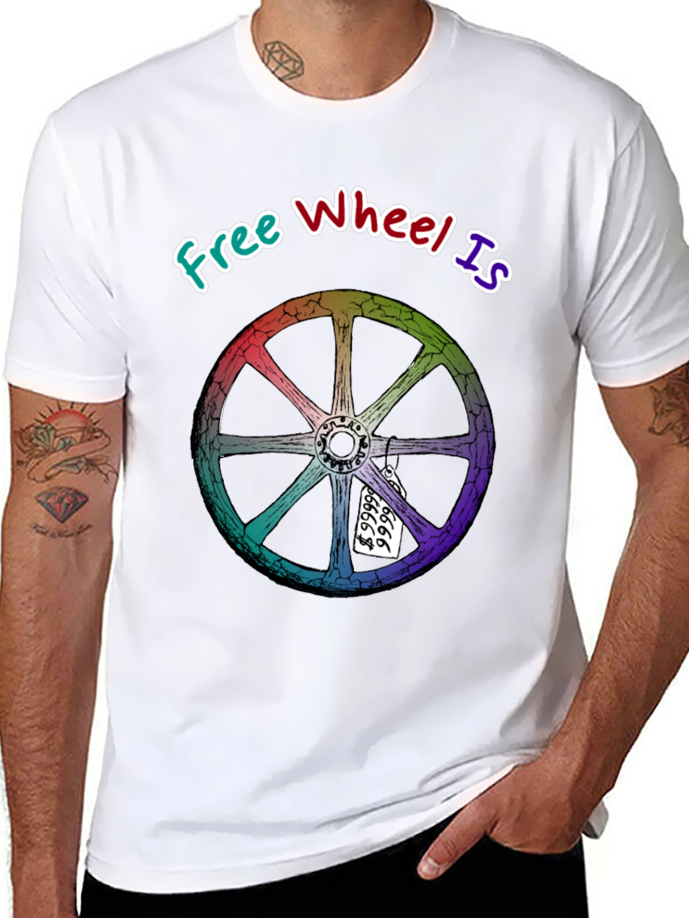 Black Free Wheel Is Priceless Graphic T-Shirt view 8
