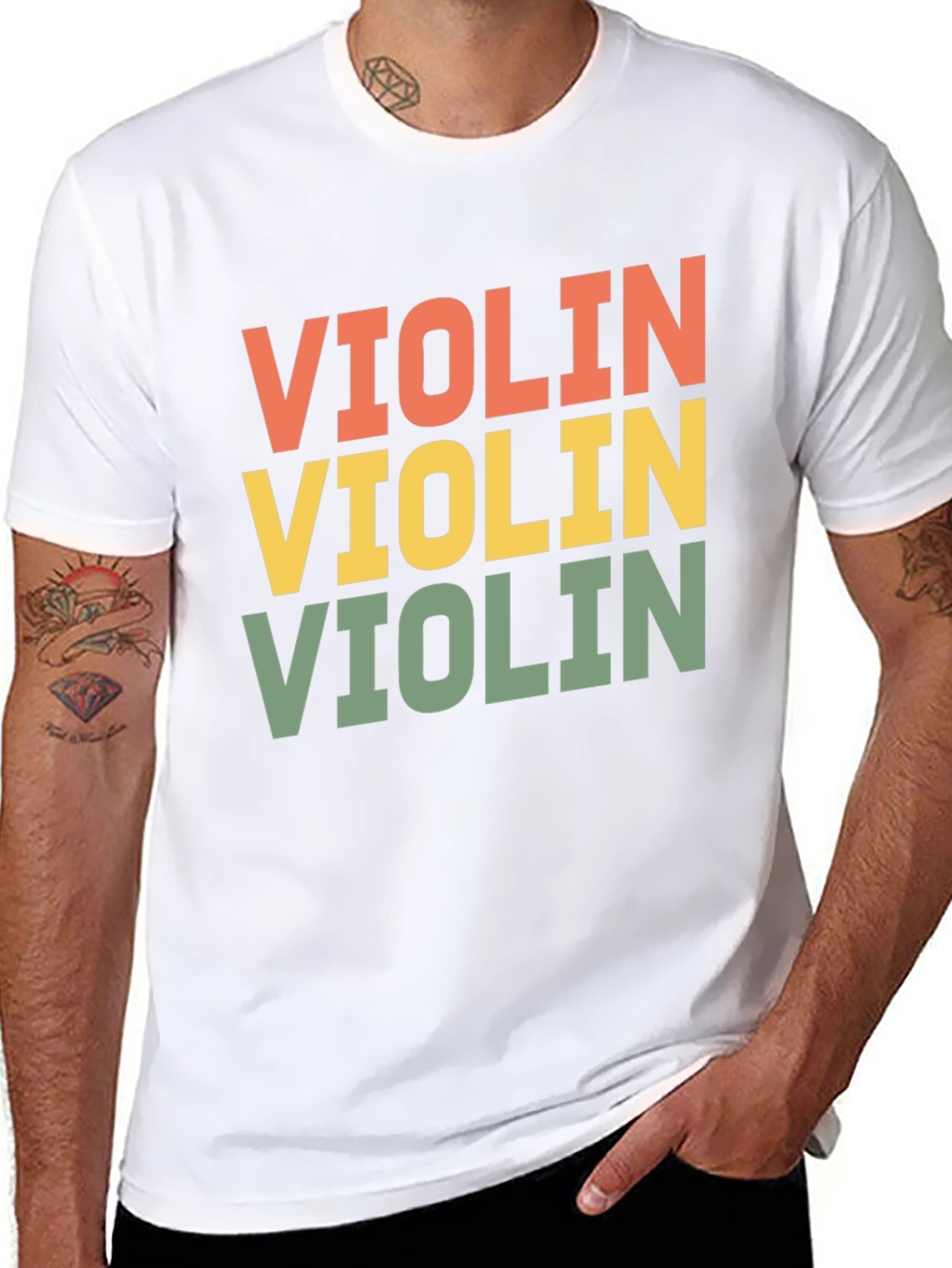 Black Retro Violin Graphic Tee view 8